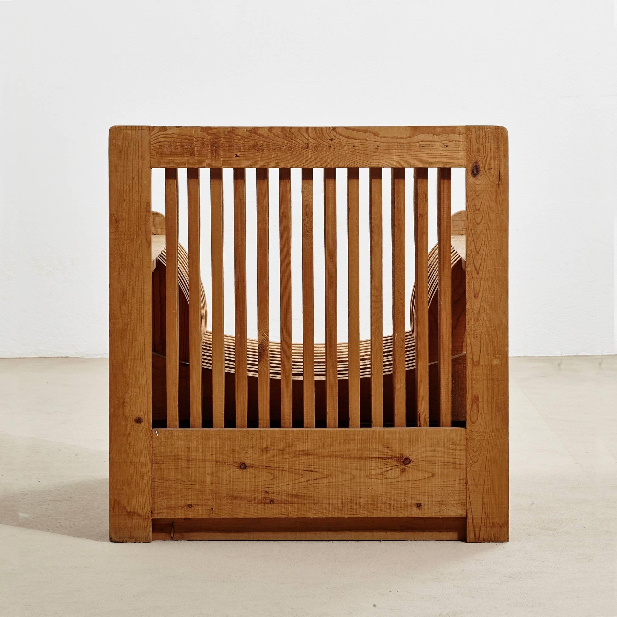 Wooden Armchair Designed by Mario Ceroli for Poltronova, 1972 In Good Condition In Ravenna, IT