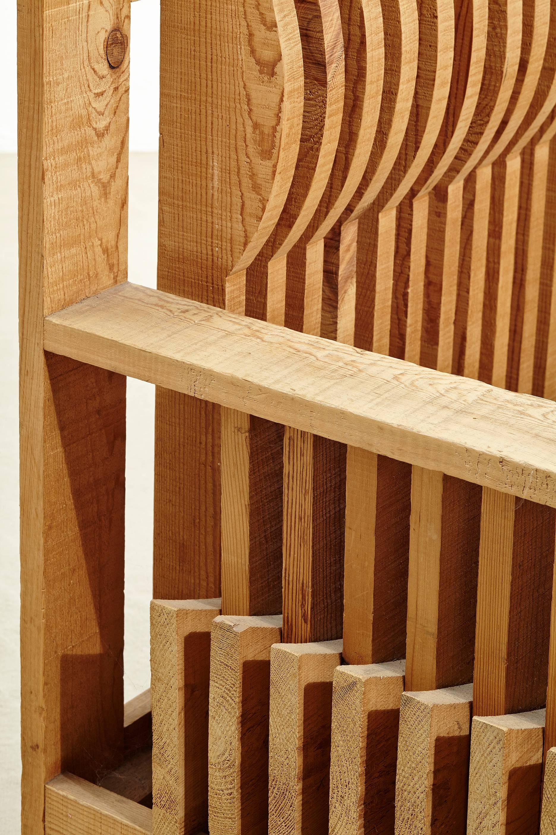 Late 20th Century Wooden Armchair Designed by Mario Ceroli for Poltronova, 1972