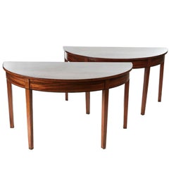 Pair of Large Georgian Mahogany Demilune Console Tables
