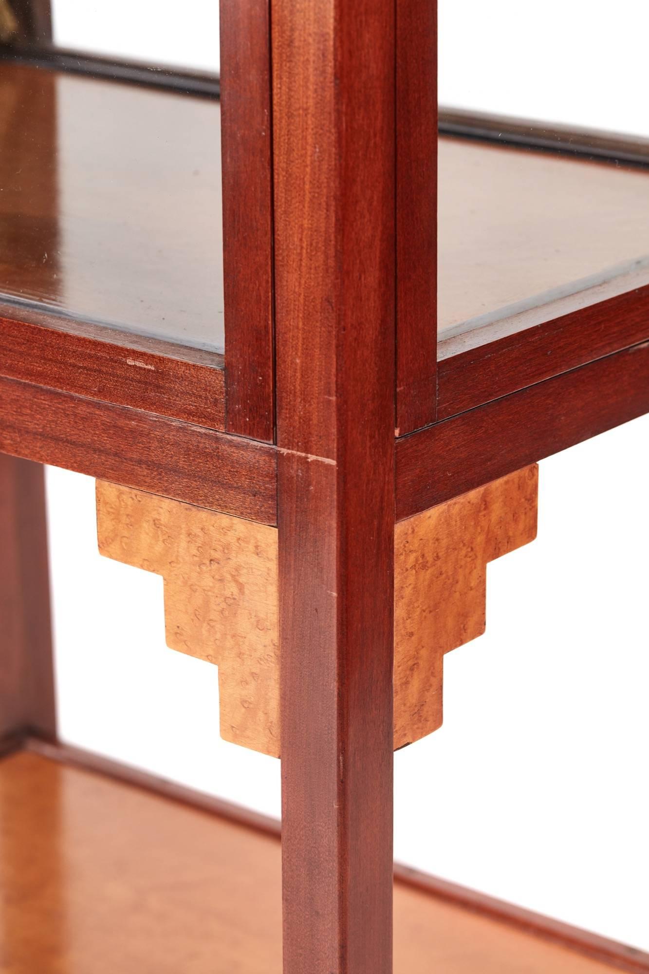 European Unusual Art Deco Walnut and Bird's-Eye Maple Cocktail Trolley