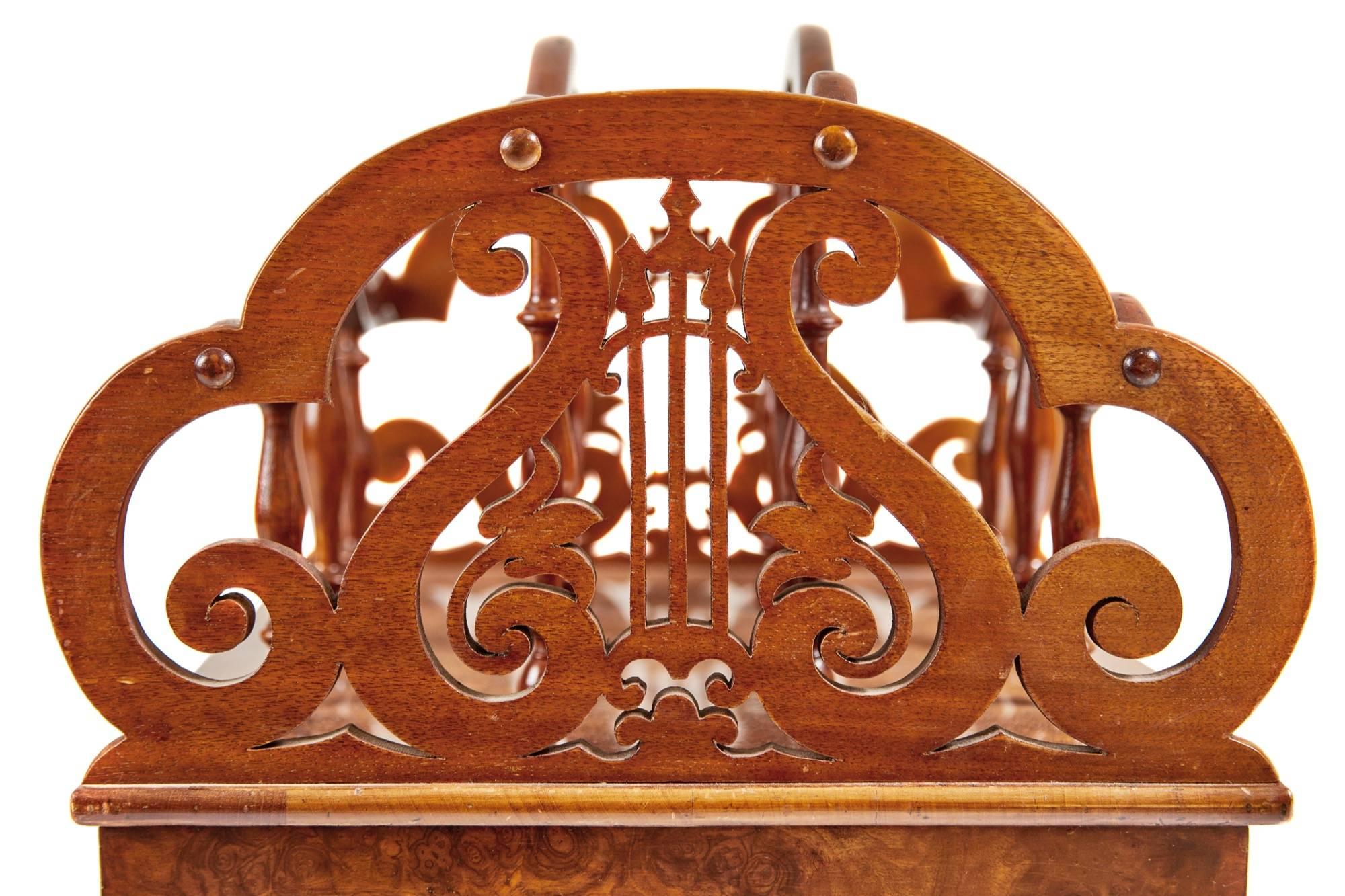 European Burr Walnut Victorian Canterbury