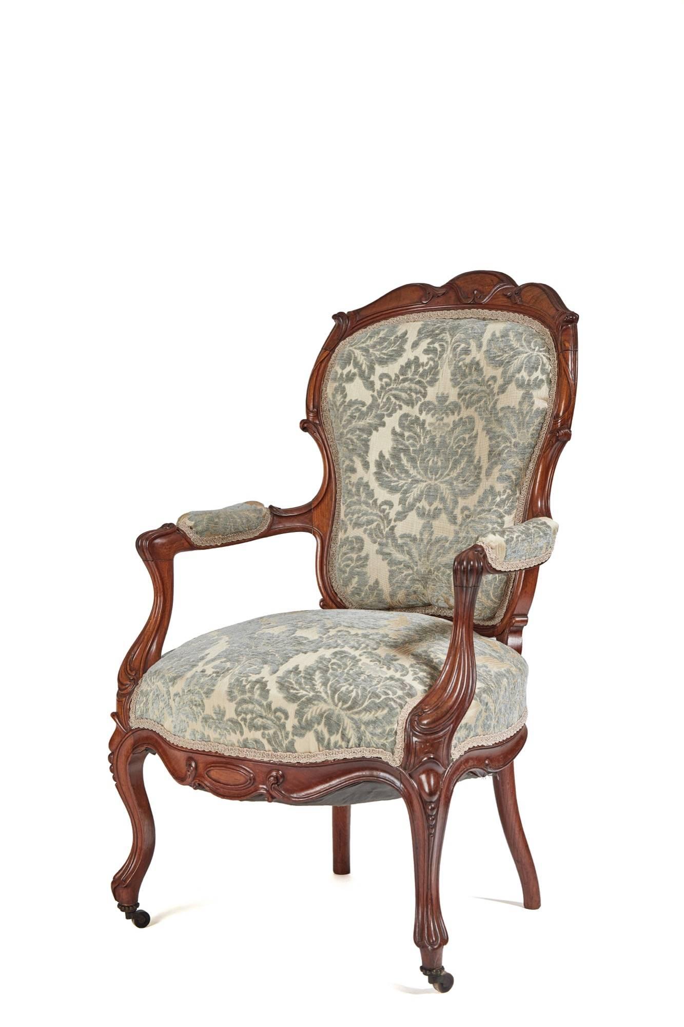 European Pair of French Rosewood Armchairs