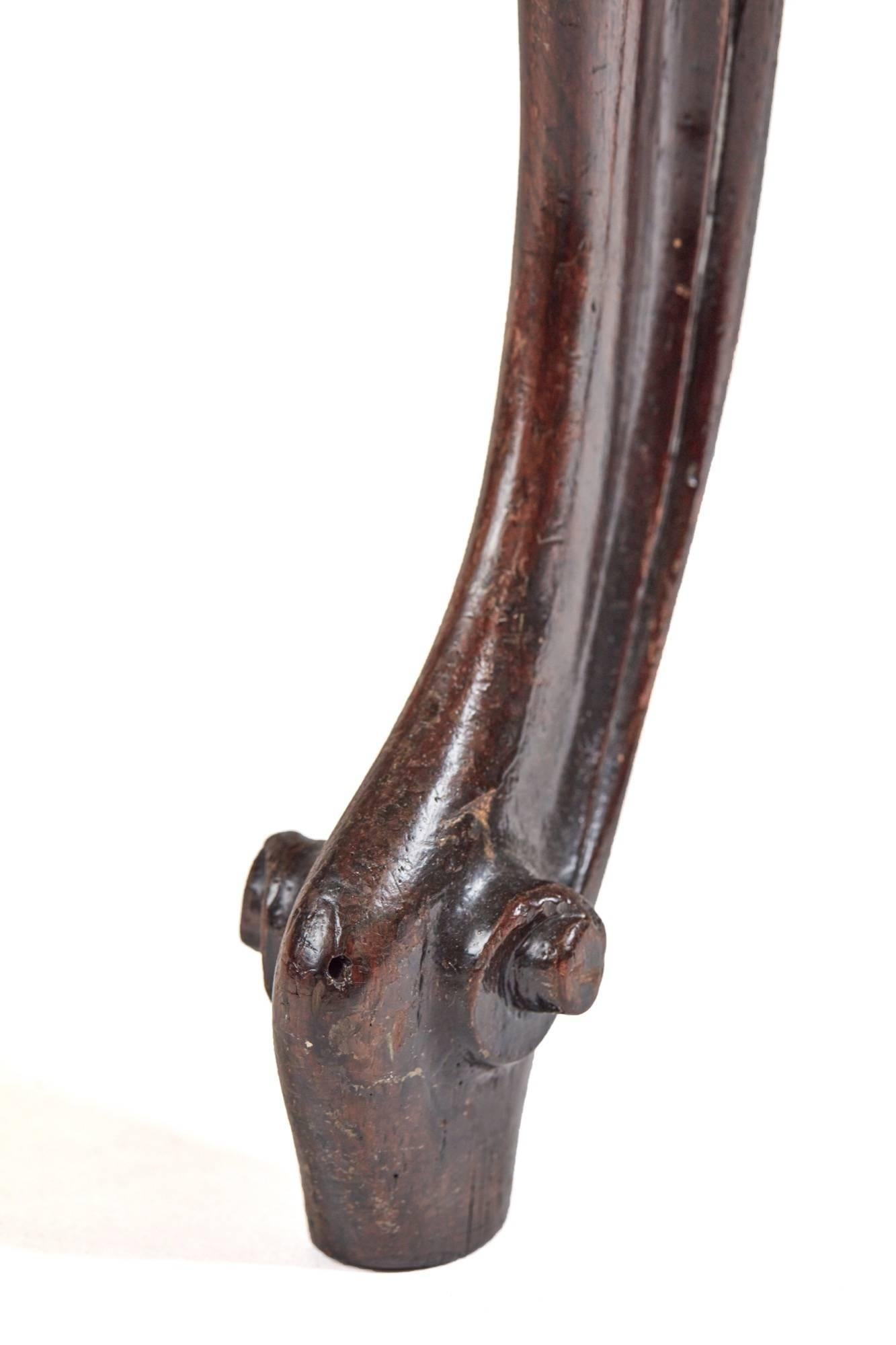 European Victorian Walnut Cabriole Leg Stool