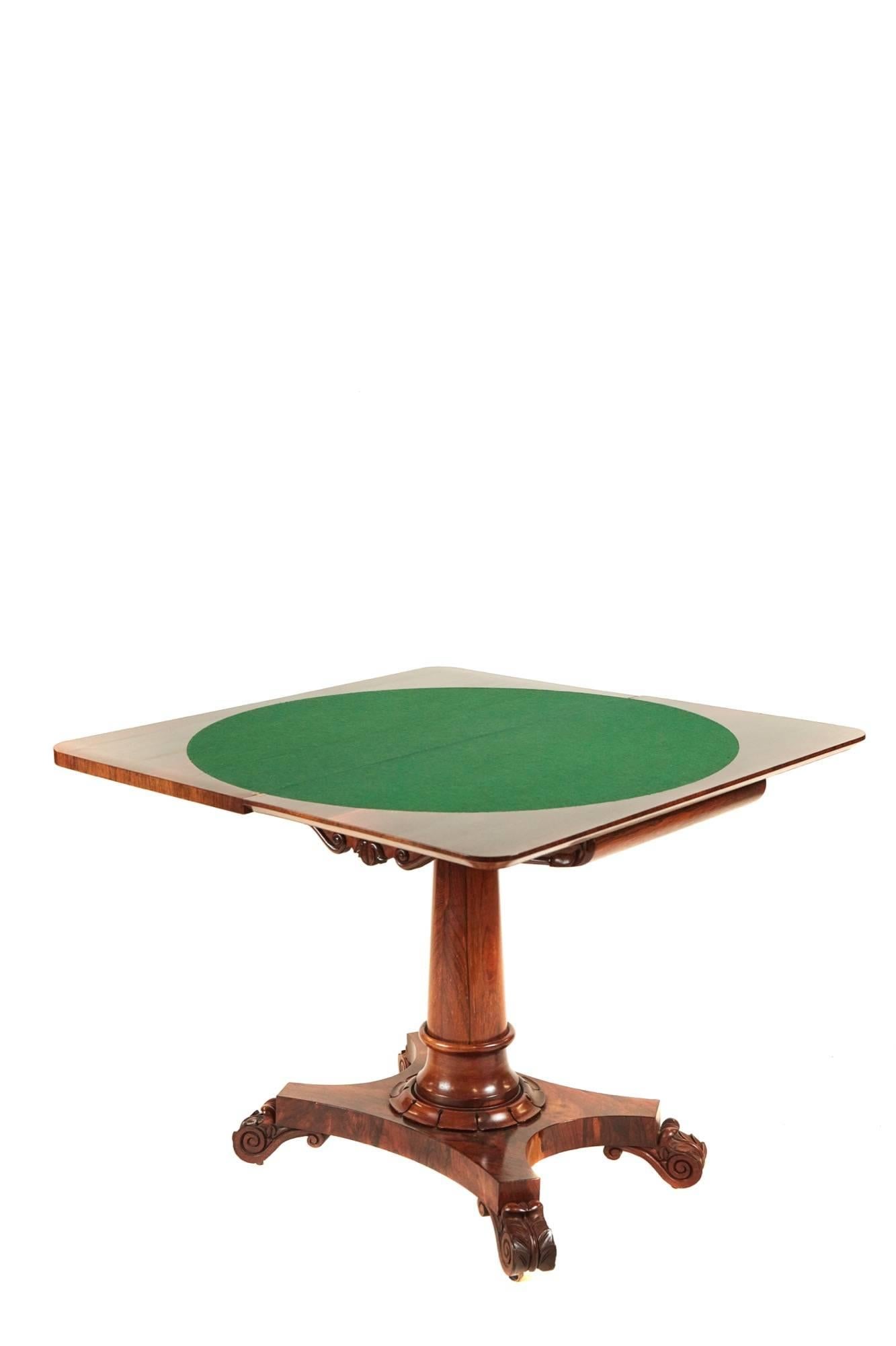 European William IV Rosewood Card Table For Sale