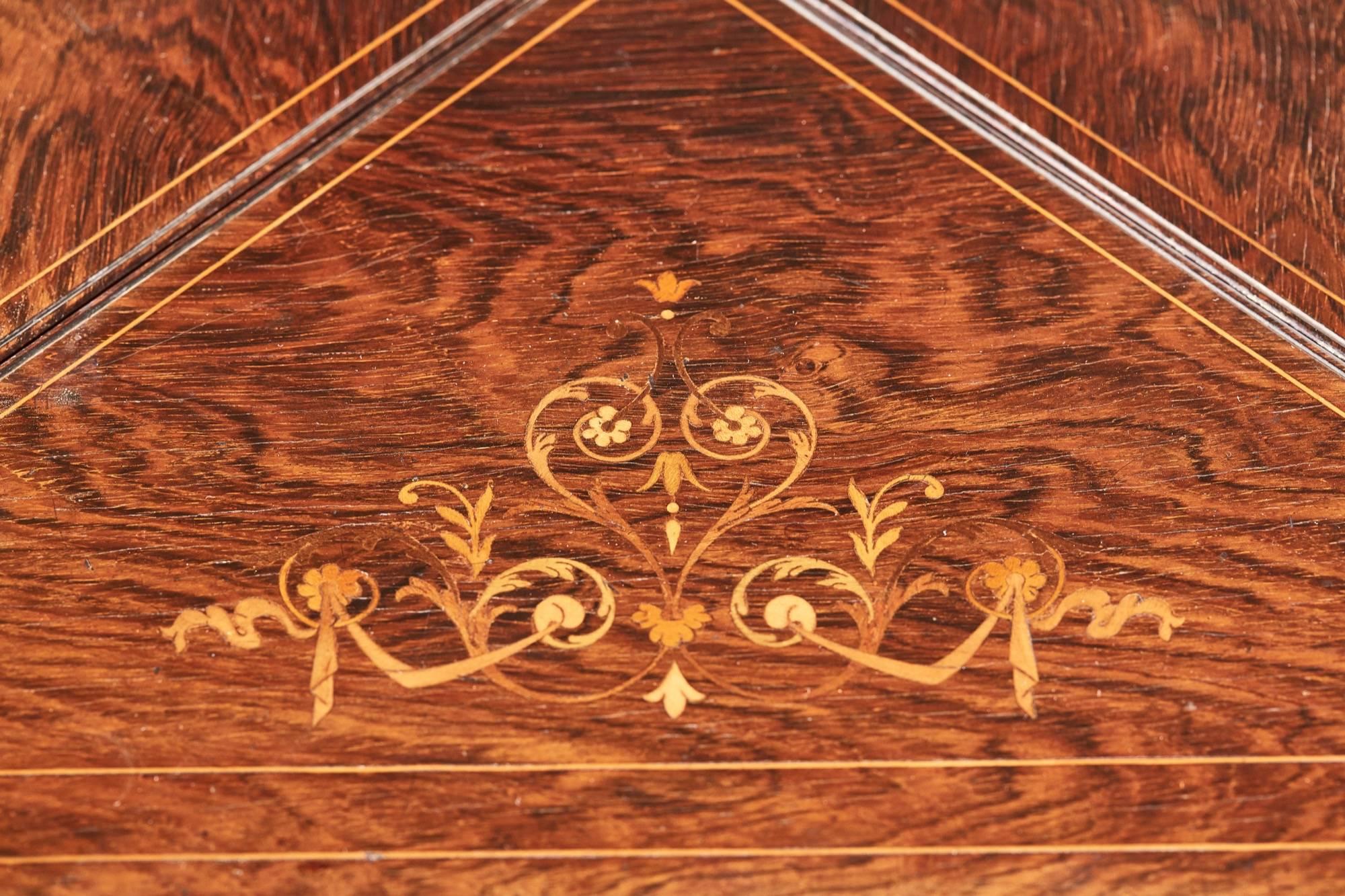 European Rosewood and Marquetry Inlaid Envelope Card Table