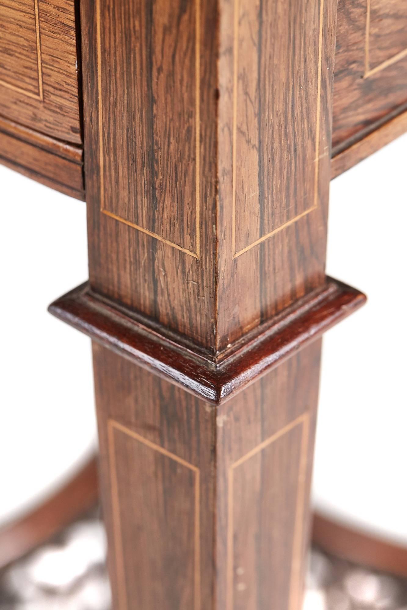 Rosewood and Marquetry Inlaid Envelope Card Table 1