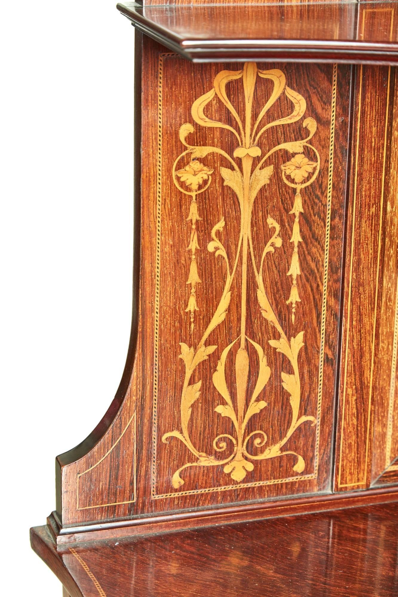 Victorian Outstanding Rosewood Inlaid Corner Cabinet