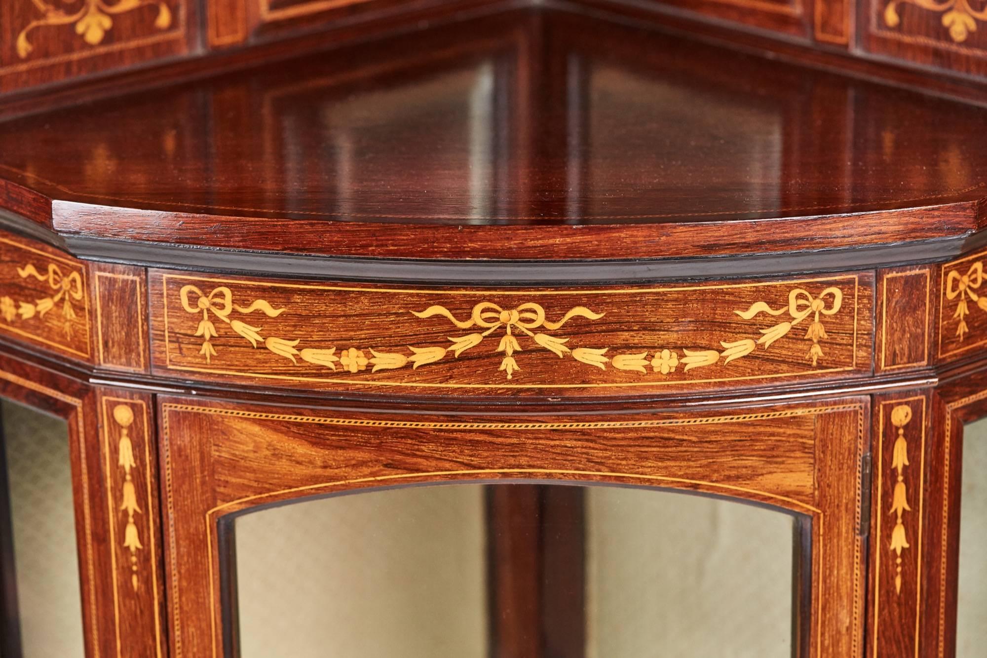Outstanding Rosewood Inlaid Corner Cabinet 1
