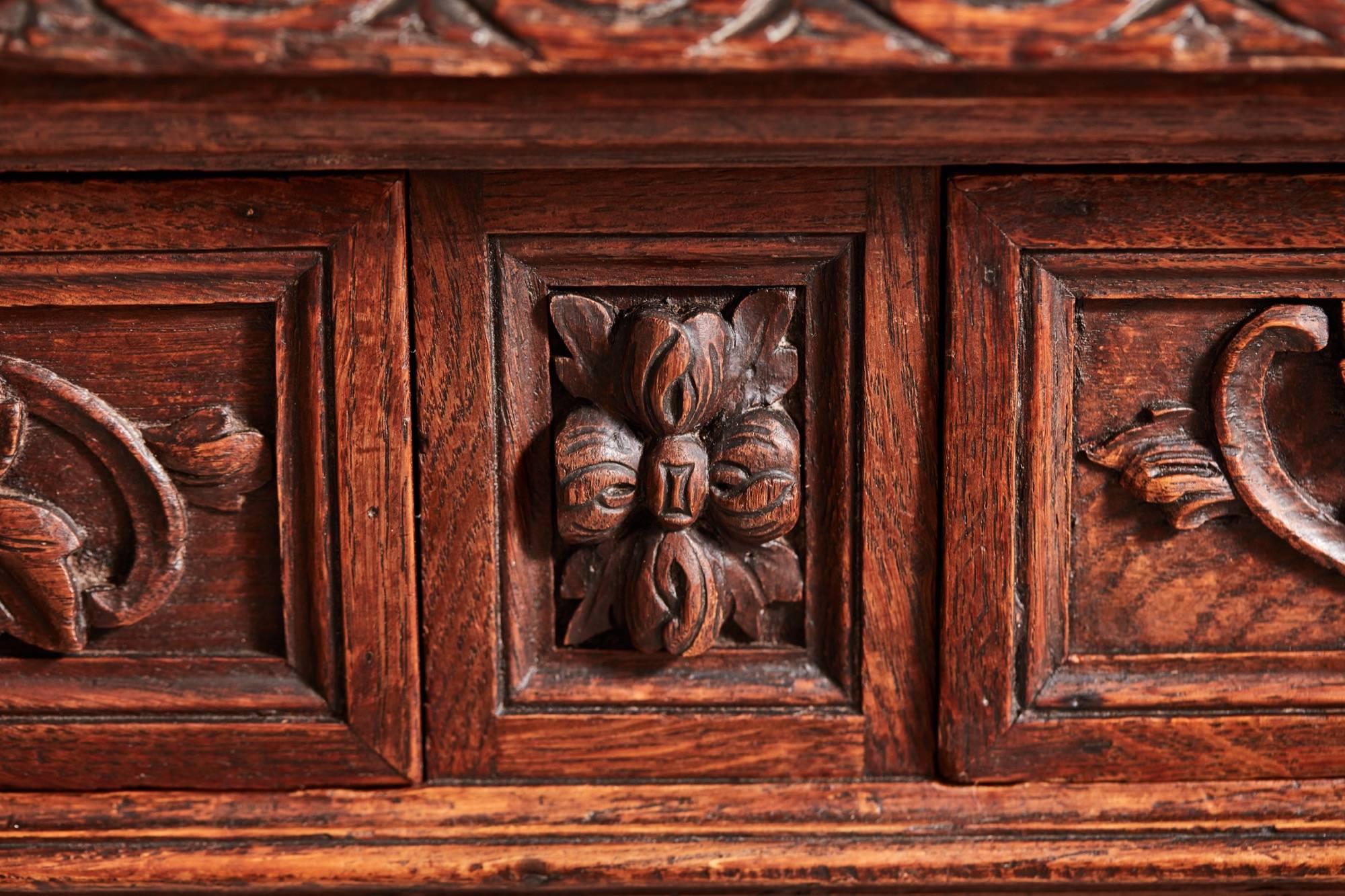 Superb Antique Heavily Carved Oak Bookcase 2