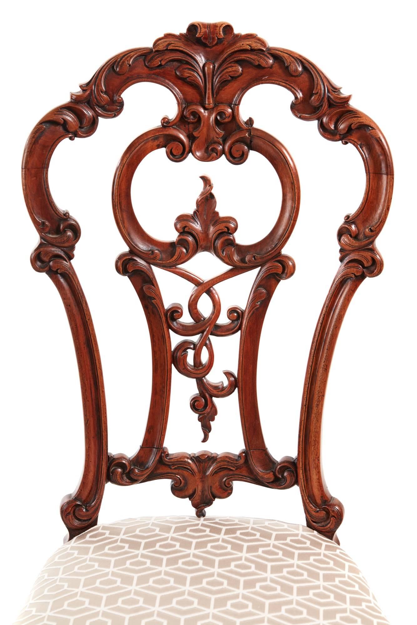 European Outstanding Victorian Carved Walnut Occasional Chair
