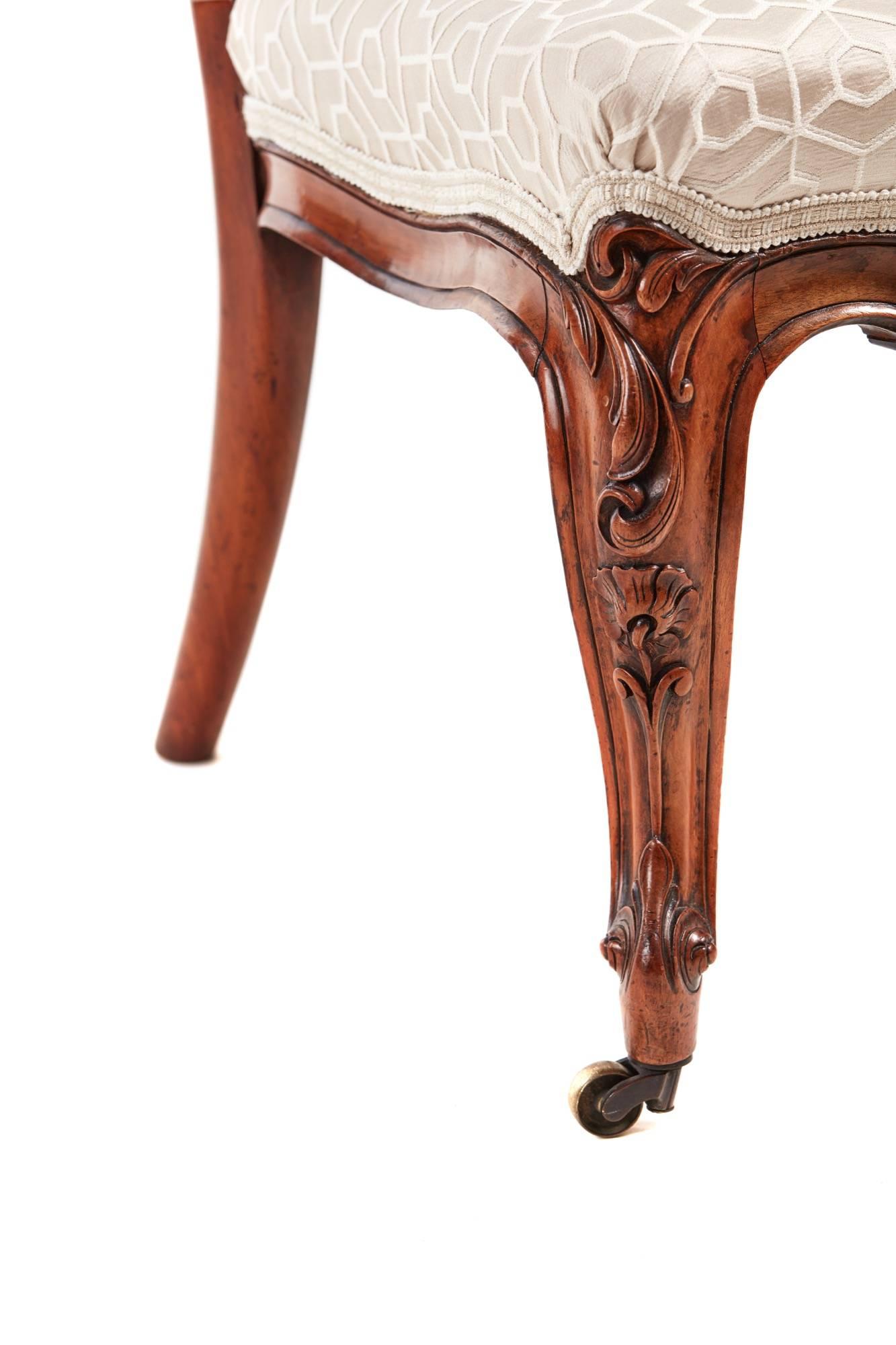 Outstanding Victorian Carved Walnut Occasional Chair 3