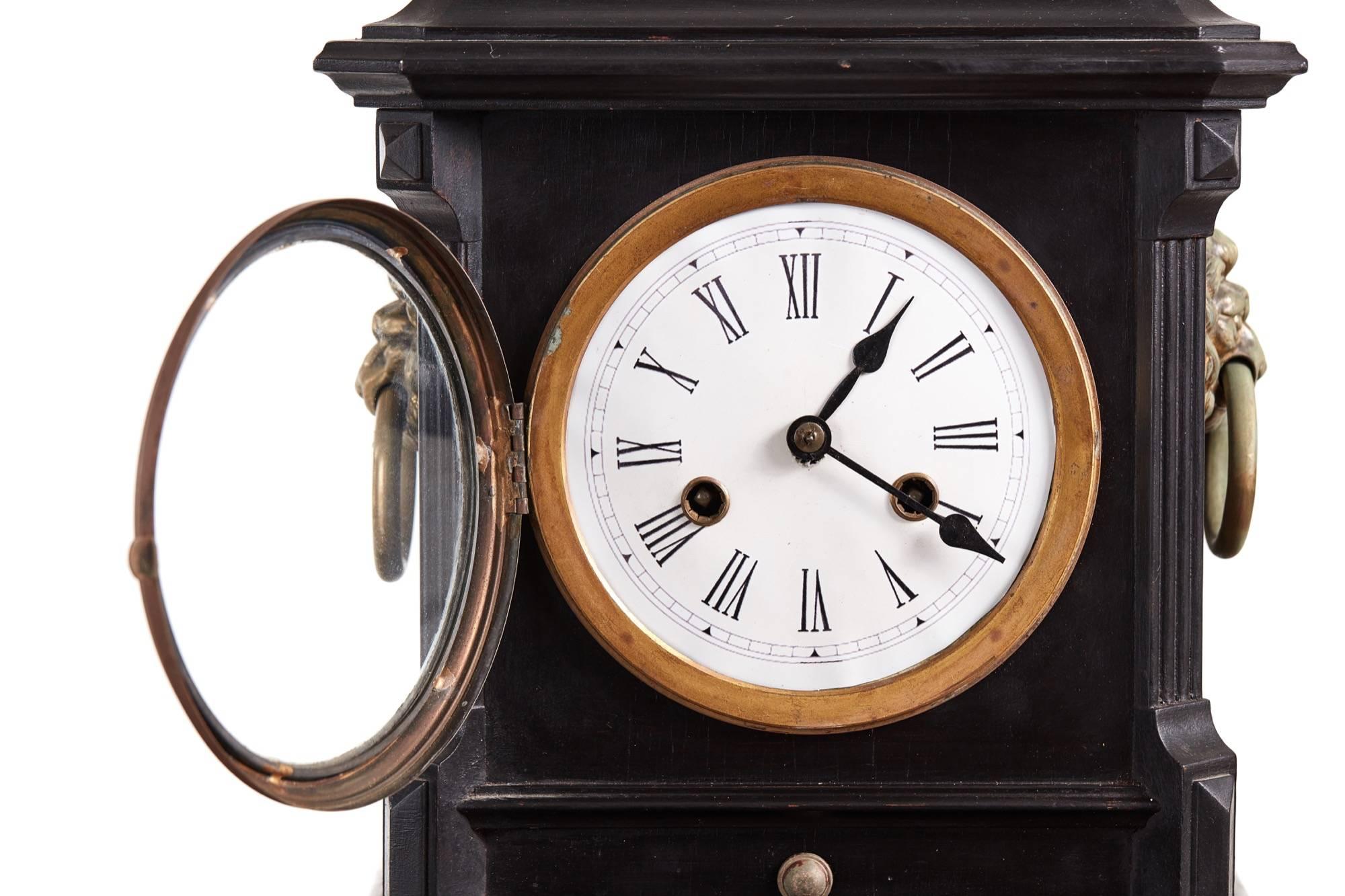 Edwardian Ebonized Mantel Clock