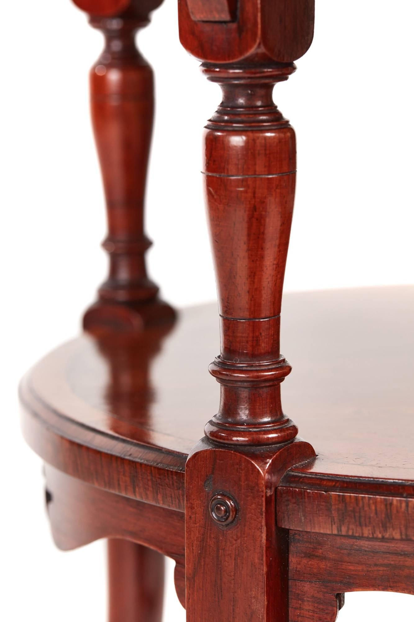 Early 20th Century Fine Quality Inlaid Rosewood Two-Tier Occasional Table For Sale