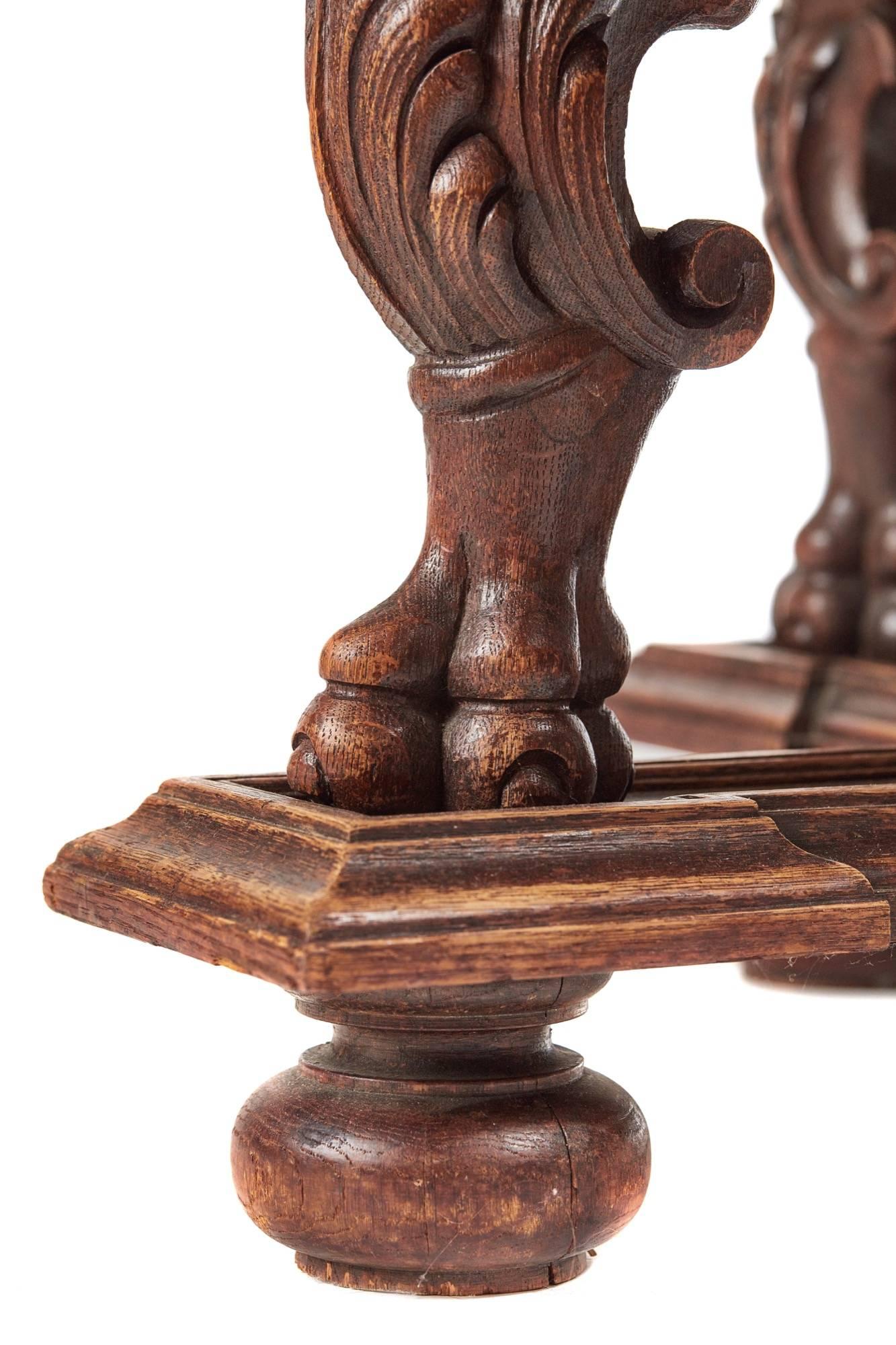 Unusual Carved Oak and Walnut Centre Table 1