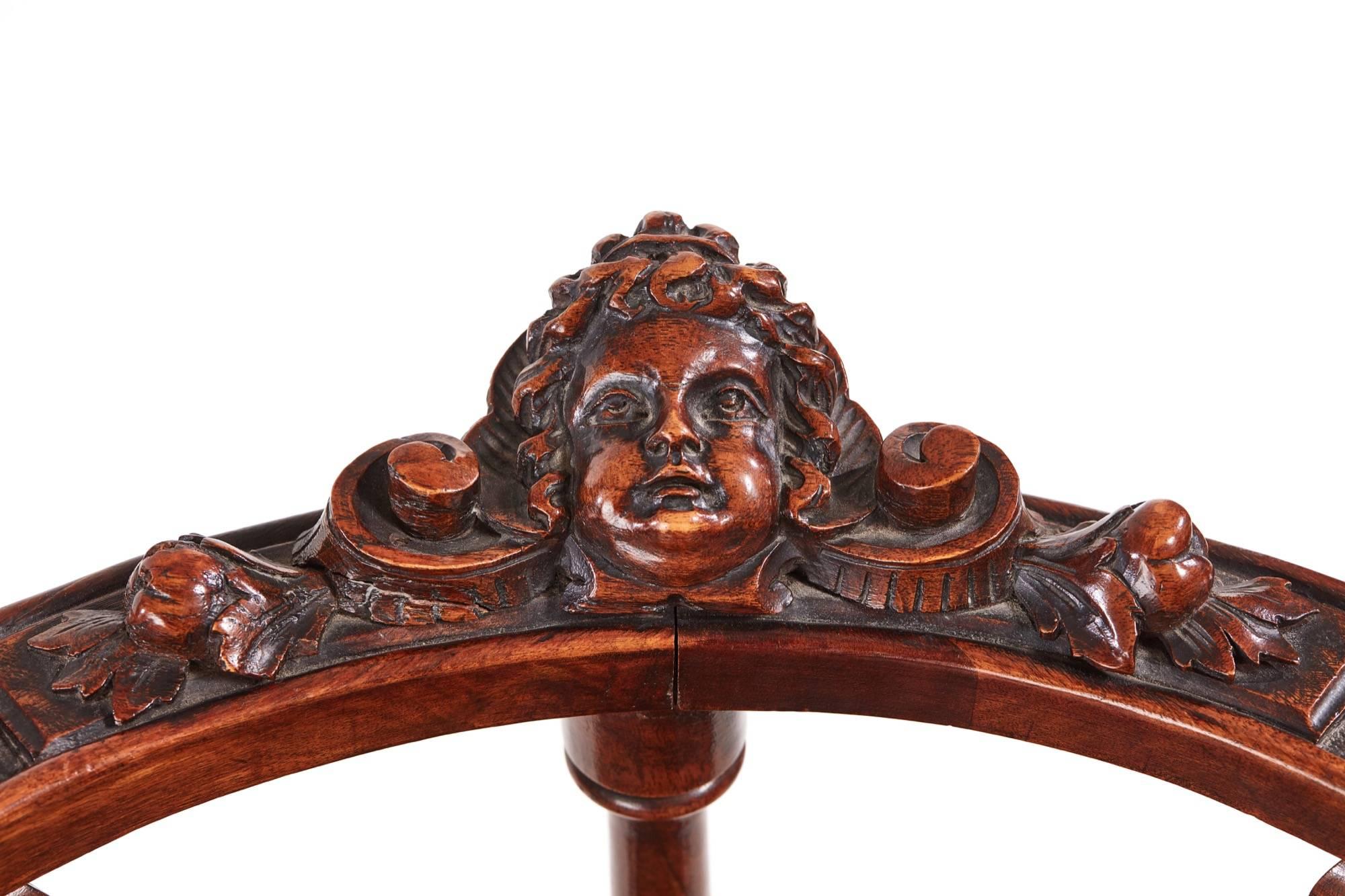 European Fine Carved Walnut Corner Chair