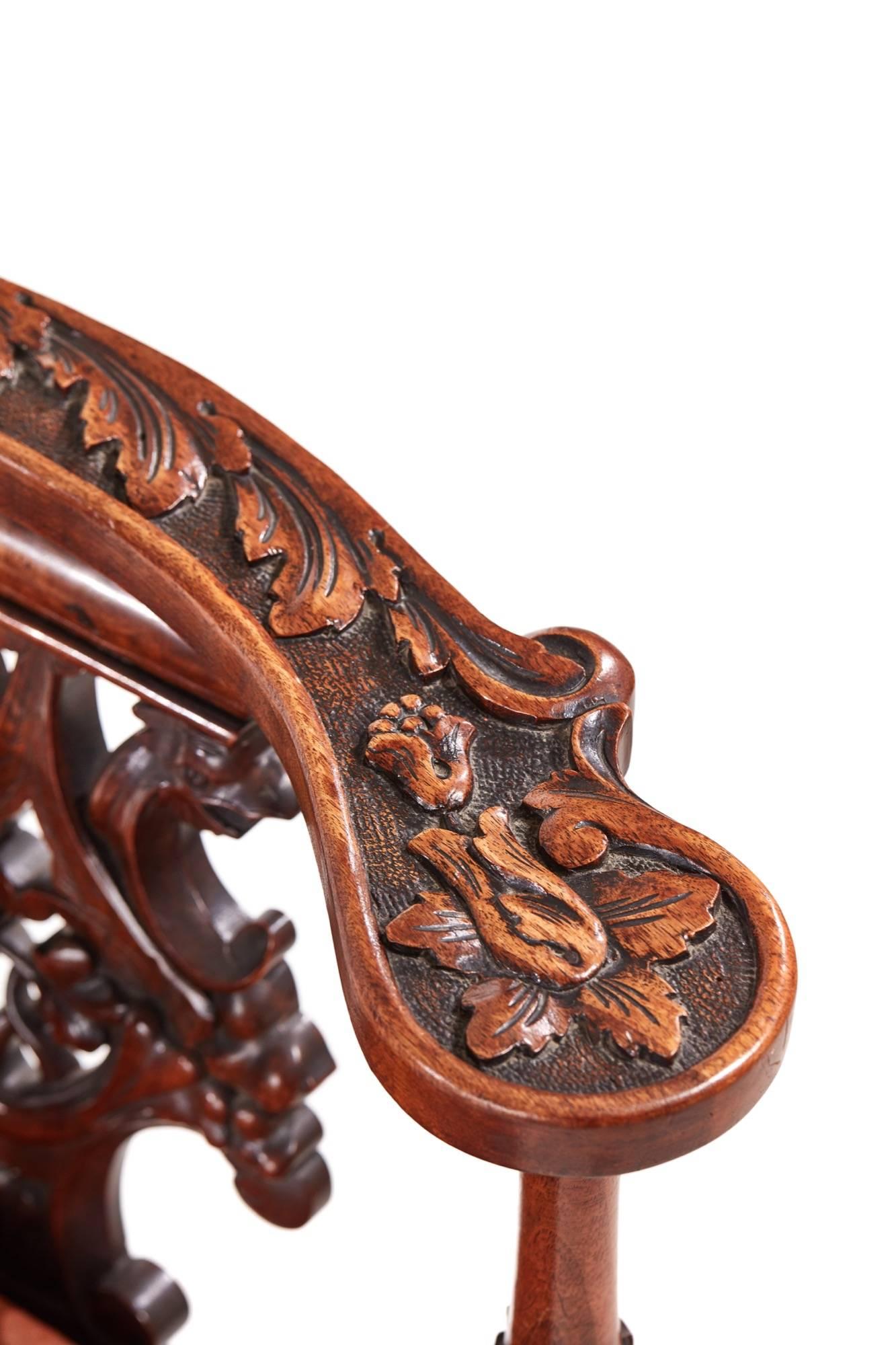19th Century Fine Carved Walnut Corner Chair