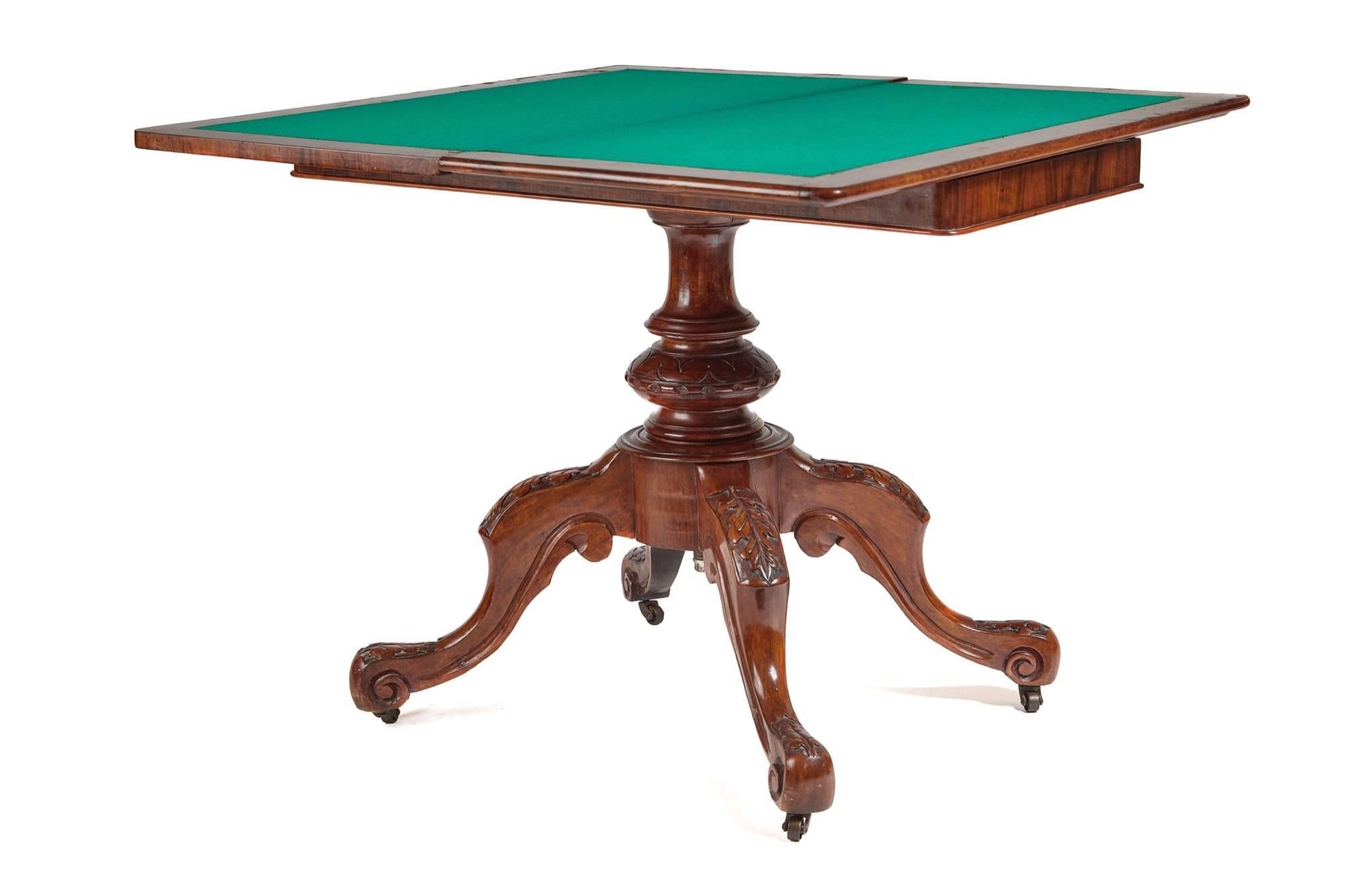 European Victorian Burr Walnut Card Table