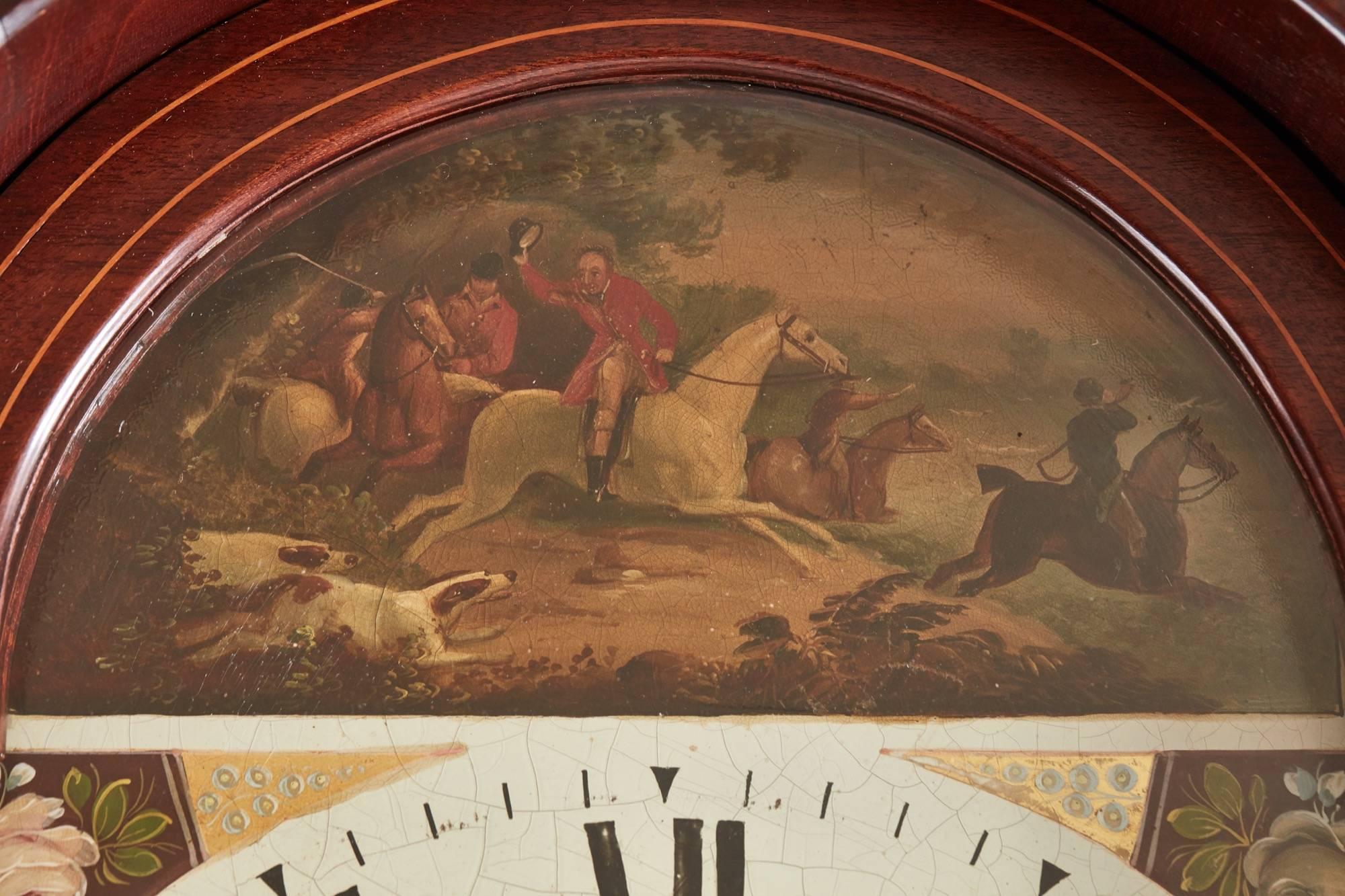 George III Mahogany Inlaid 8 Day Grandfather Clock