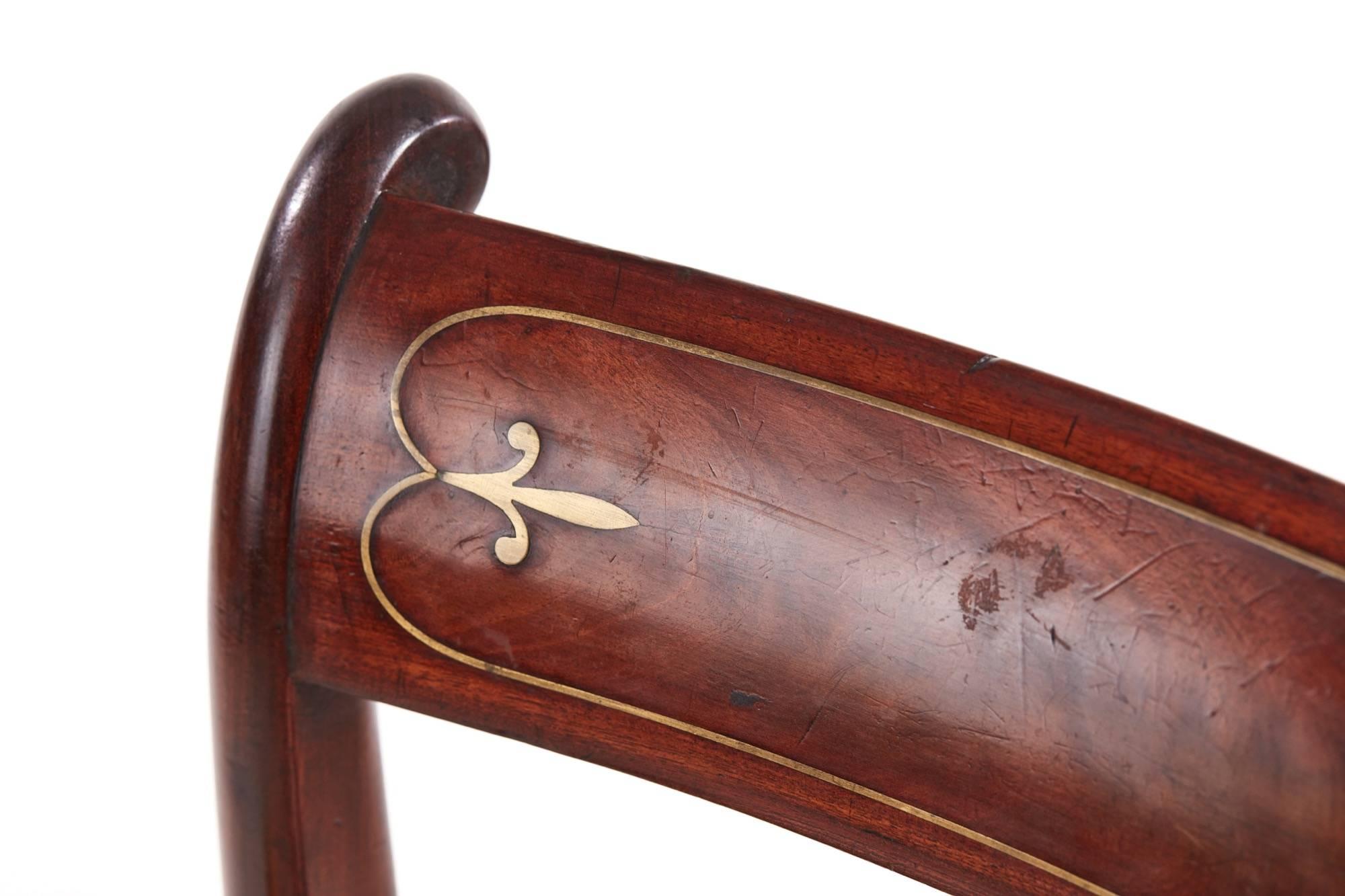 Regency Mahogany Brass Inlaid Desk Chair 2