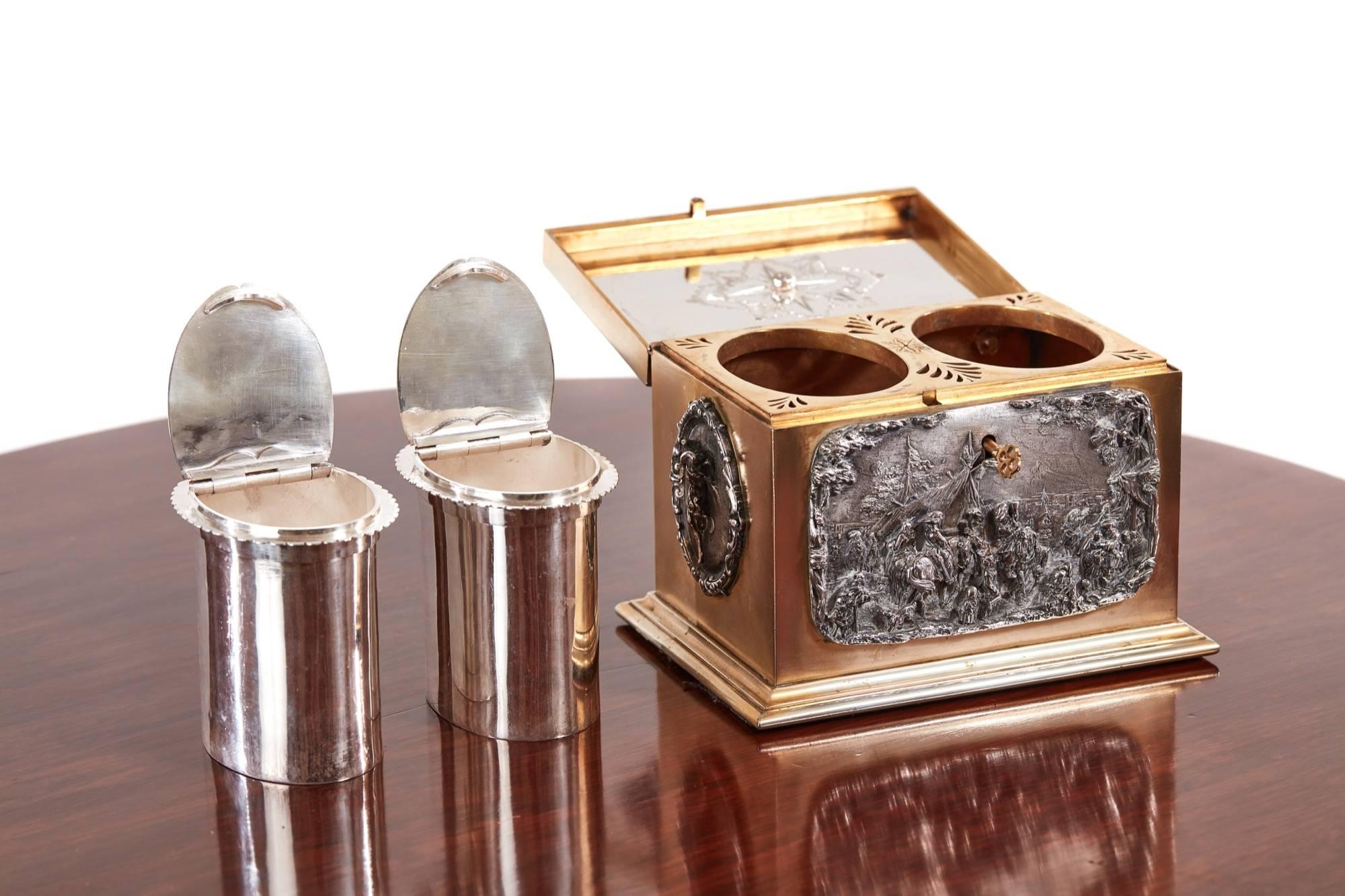 Fine Brass and Silver Plated Tea Caddy 2