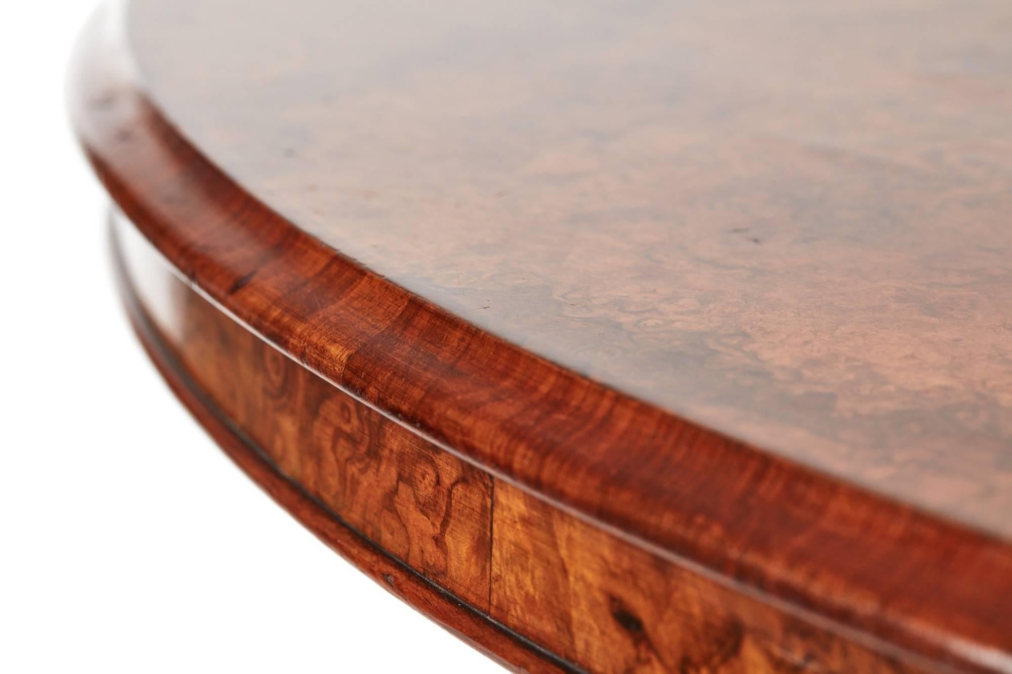 Fine Quality Victorian Oval Burr Walnut Centre Table In Excellent Condition In Stutton, GB