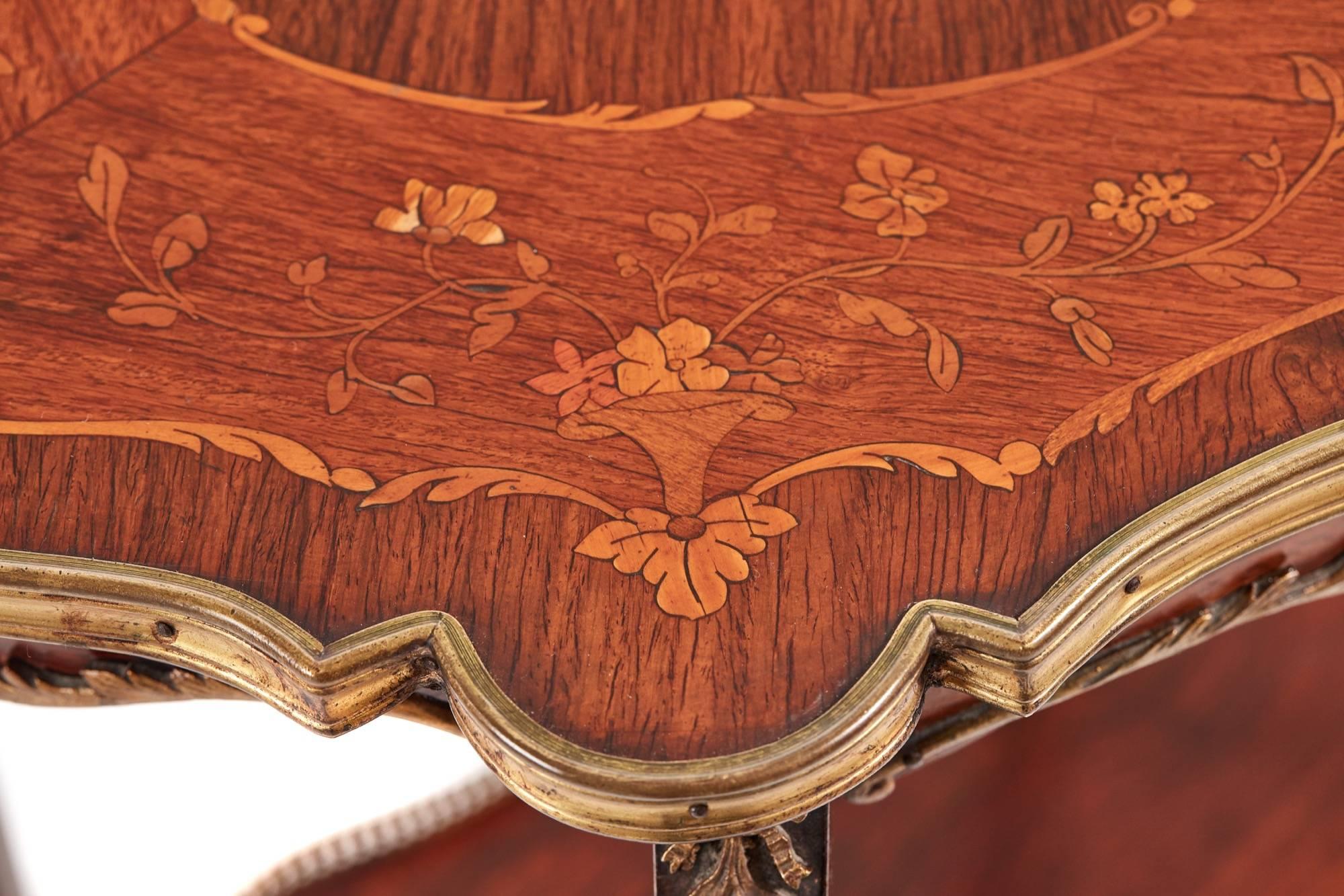 Late Victorian Fine French Marquetry Shaped Top Occasional Table