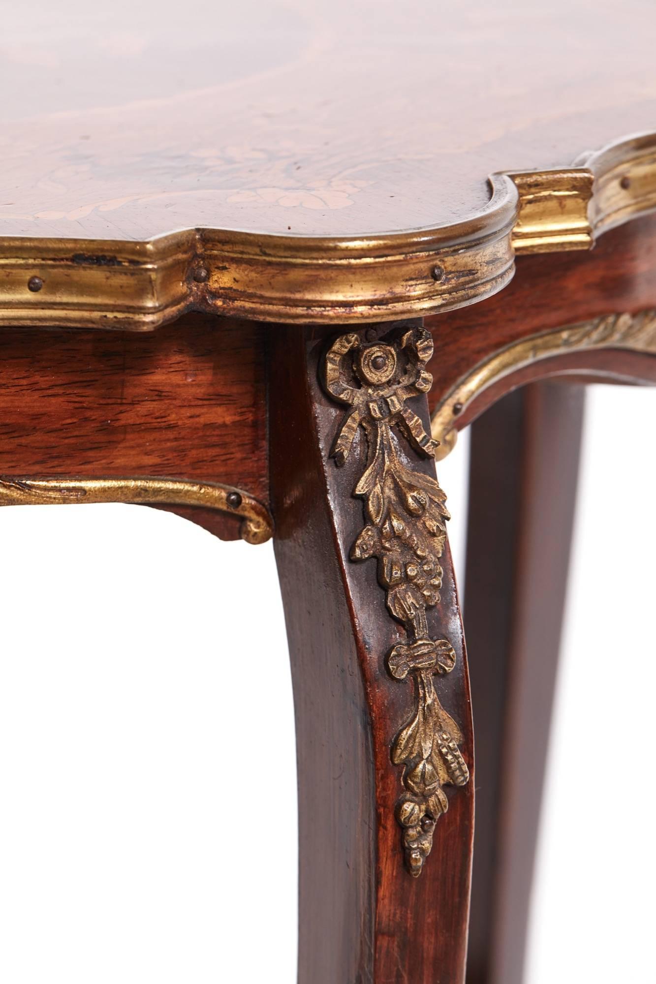 European Fine French Marquetry Shaped Top Occasional Table