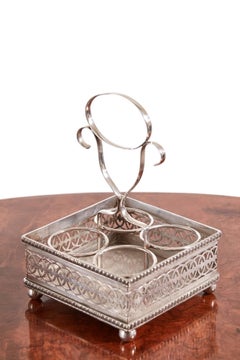 Antique Silver Plated Four Bottle Cruet Set
