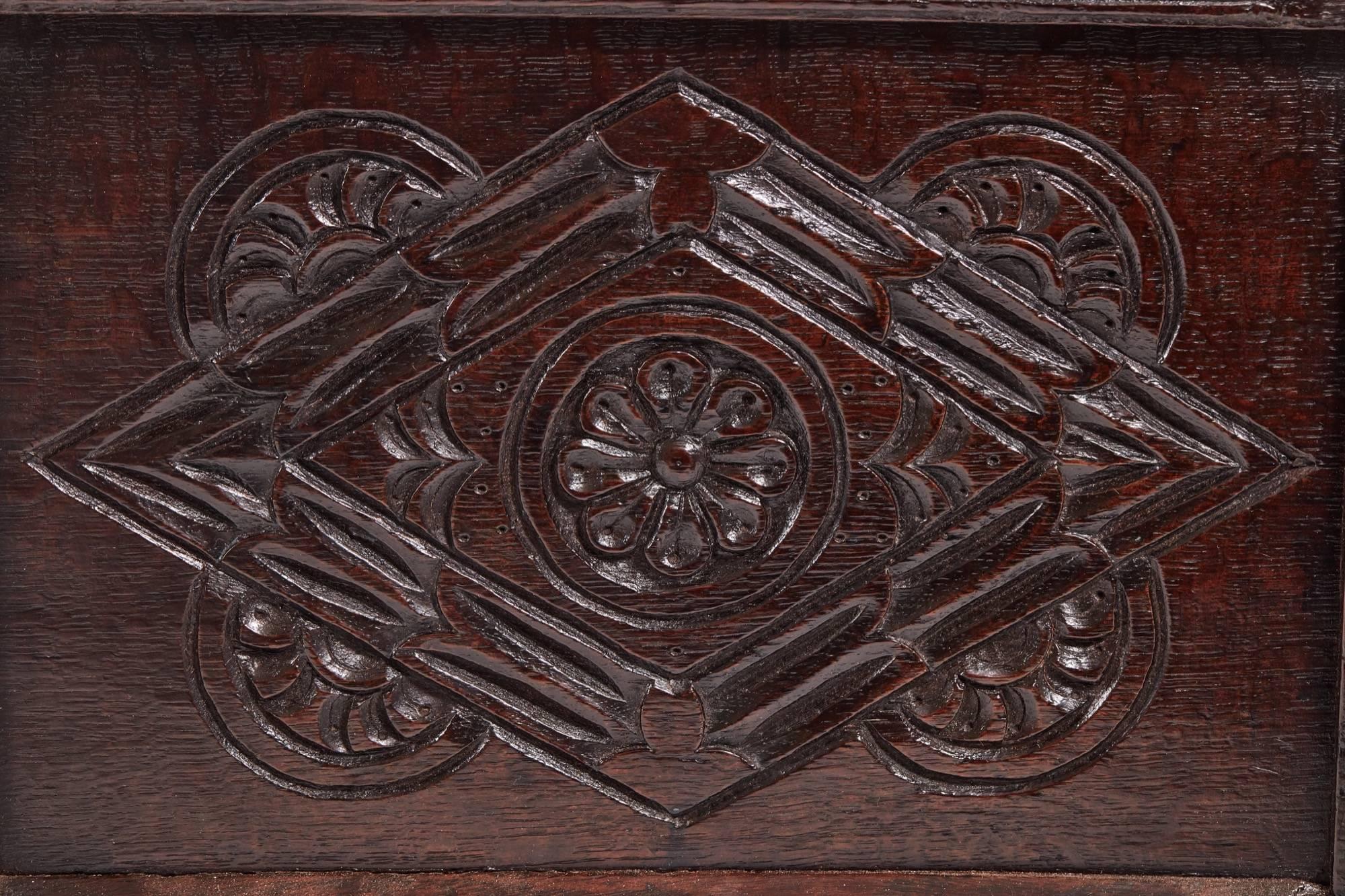 Charles II 17th Century Carved Oak Coffer