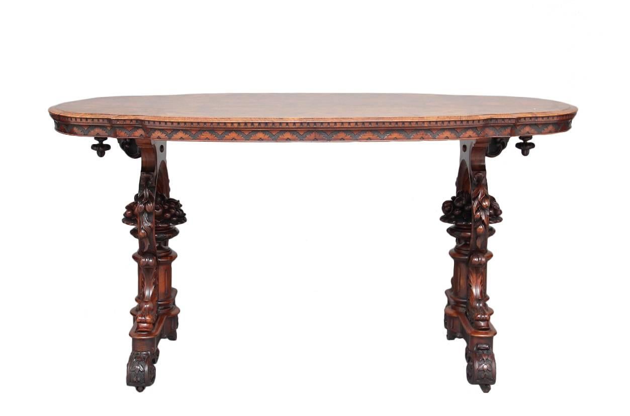 European Outstanding Quality Burr Walnut Centre Table