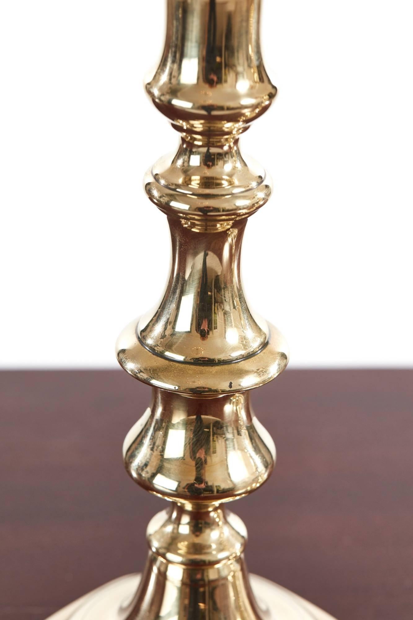 Victorian Pair of Antique Brass Candlesticks