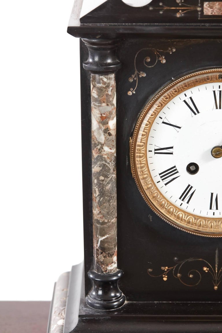 Victorian Black Marble Mantel Clock at 1stDibs