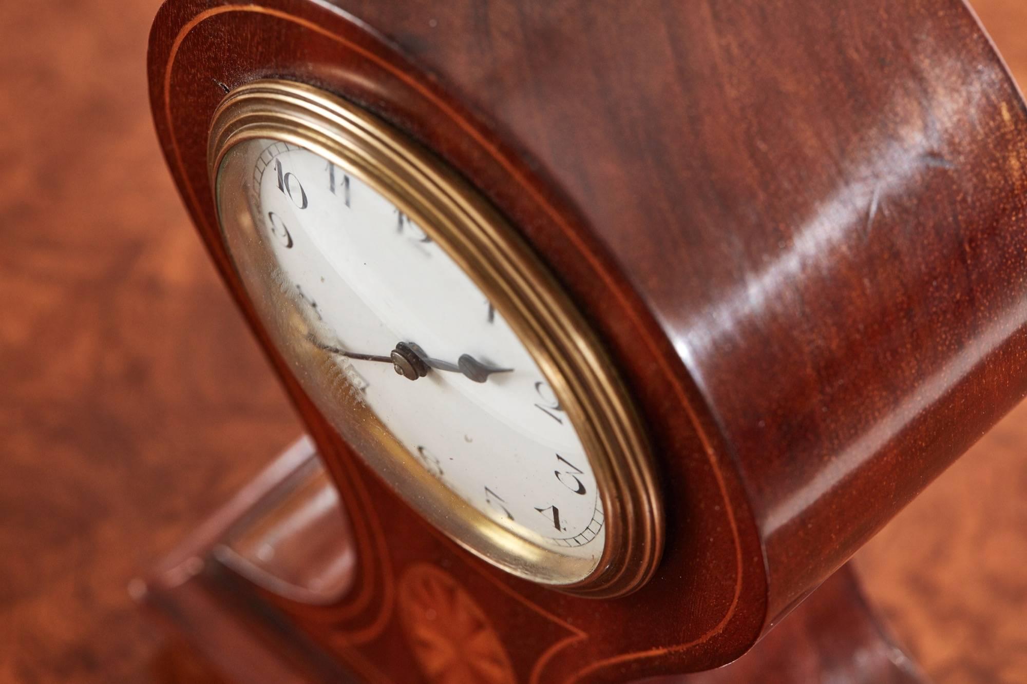 Edwardian Inlaid Mahogany Balloon Clock In Excellent Condition In Stutton, GB
