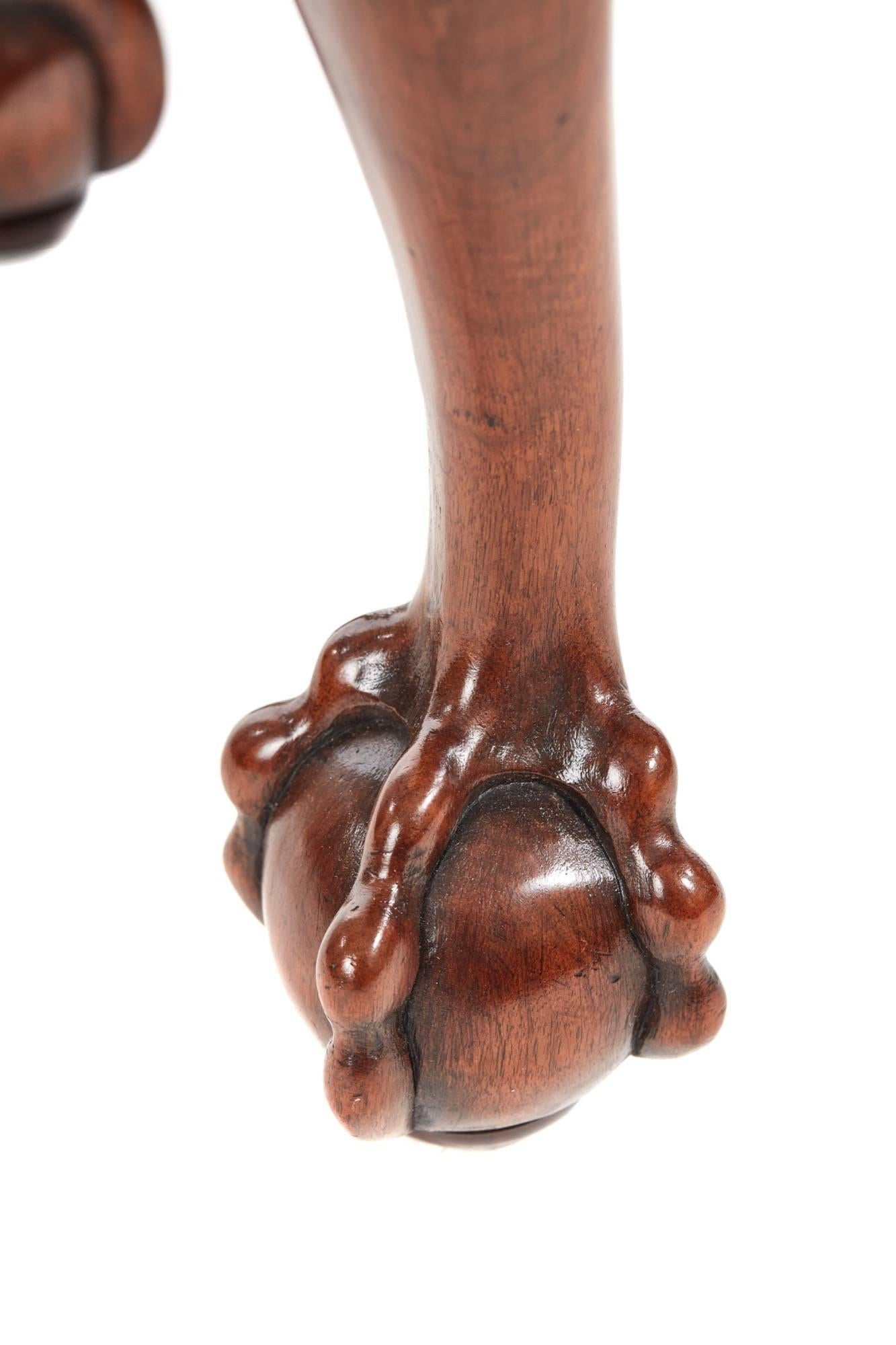 European Antique Mahogany Claw and Ball Stool For Sale