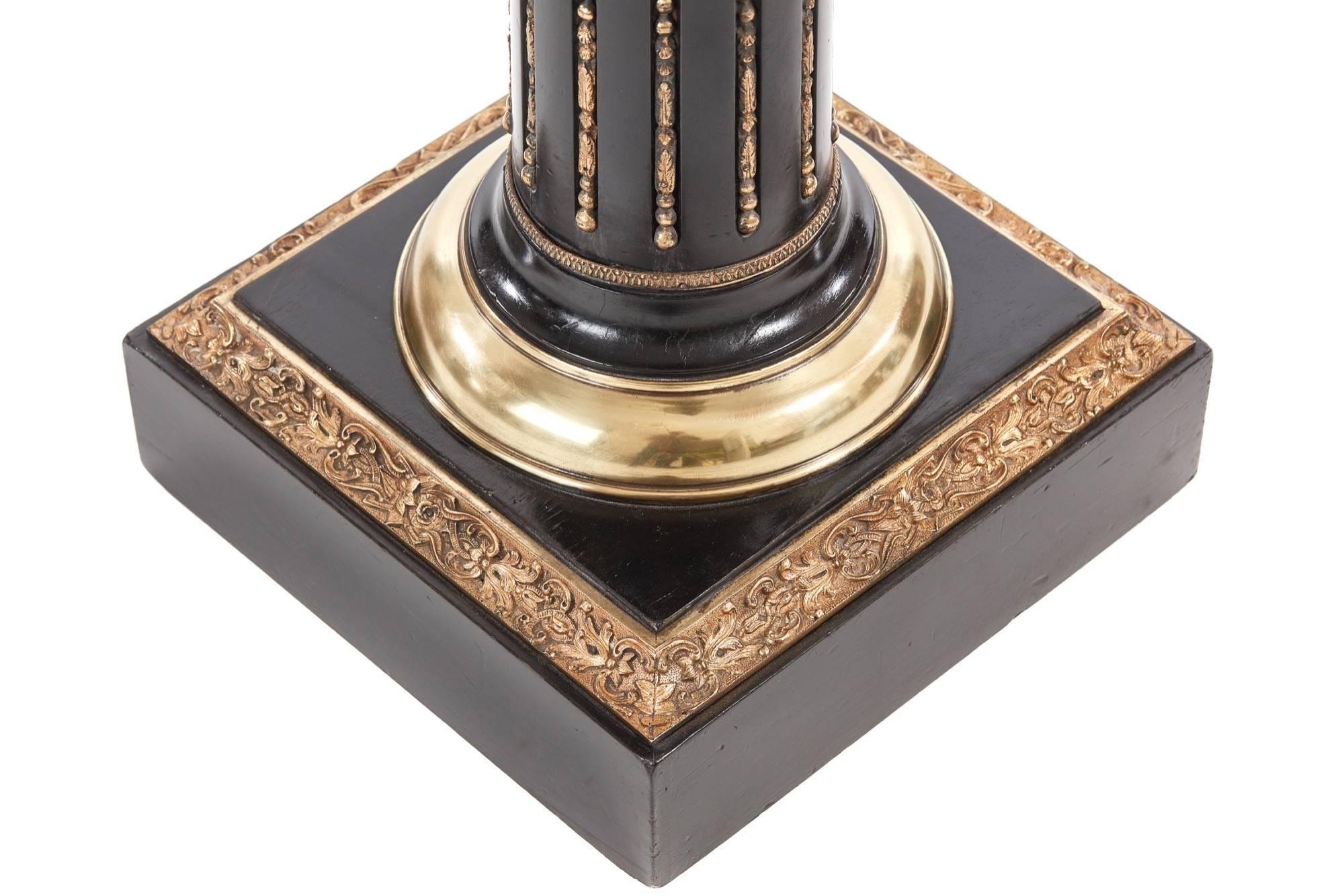 French Ebonized and Ormolu Mounted Pedestal Column In Excellent Condition In Stutton, GB