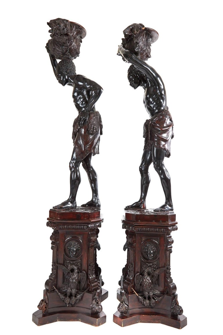 Exhibition Quality Pair of Antique Life Size Blackamoor Figures For