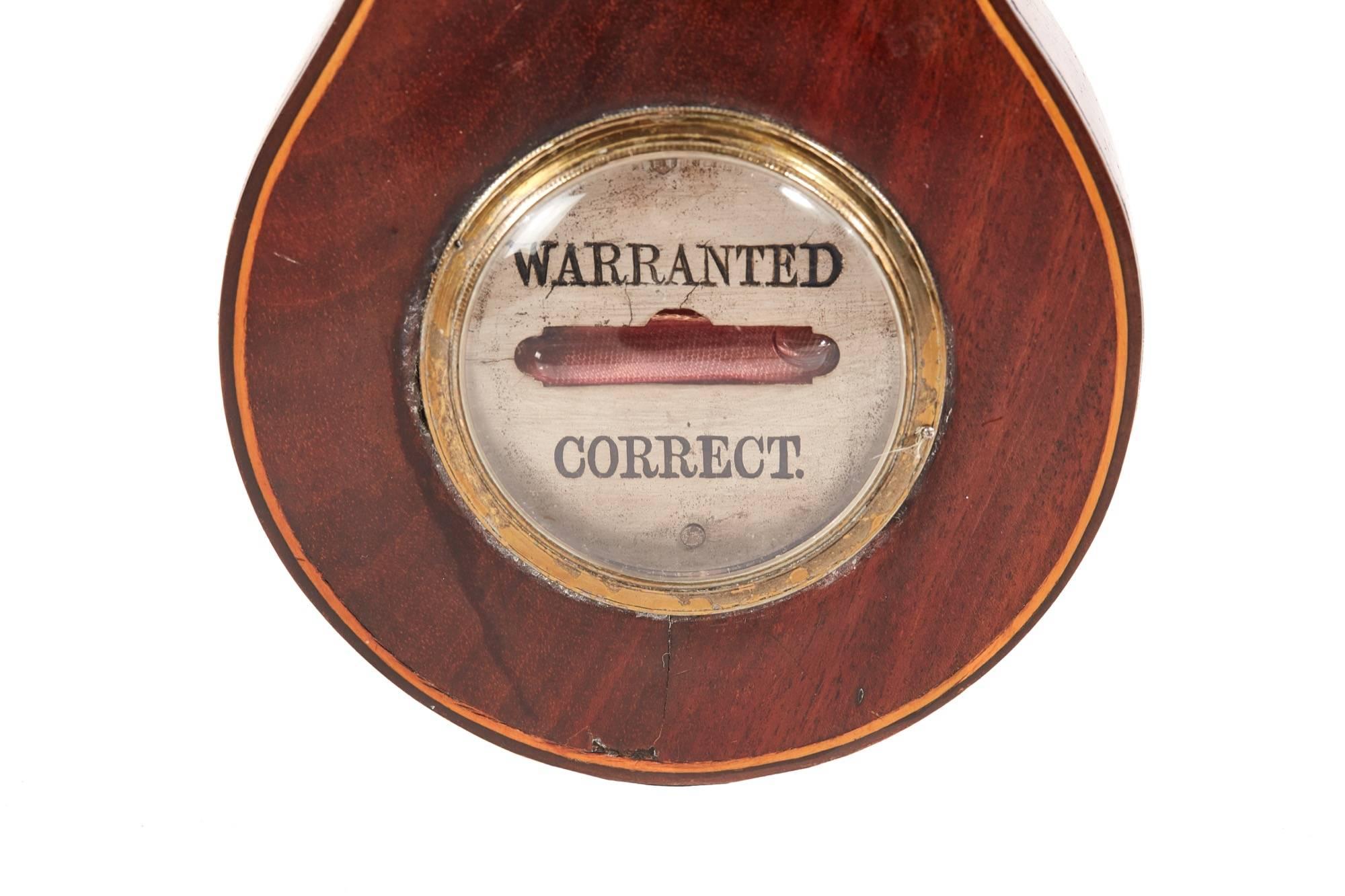 Georgian Mahogany Banjo Barometer In Excellent Condition In Stutton, GB