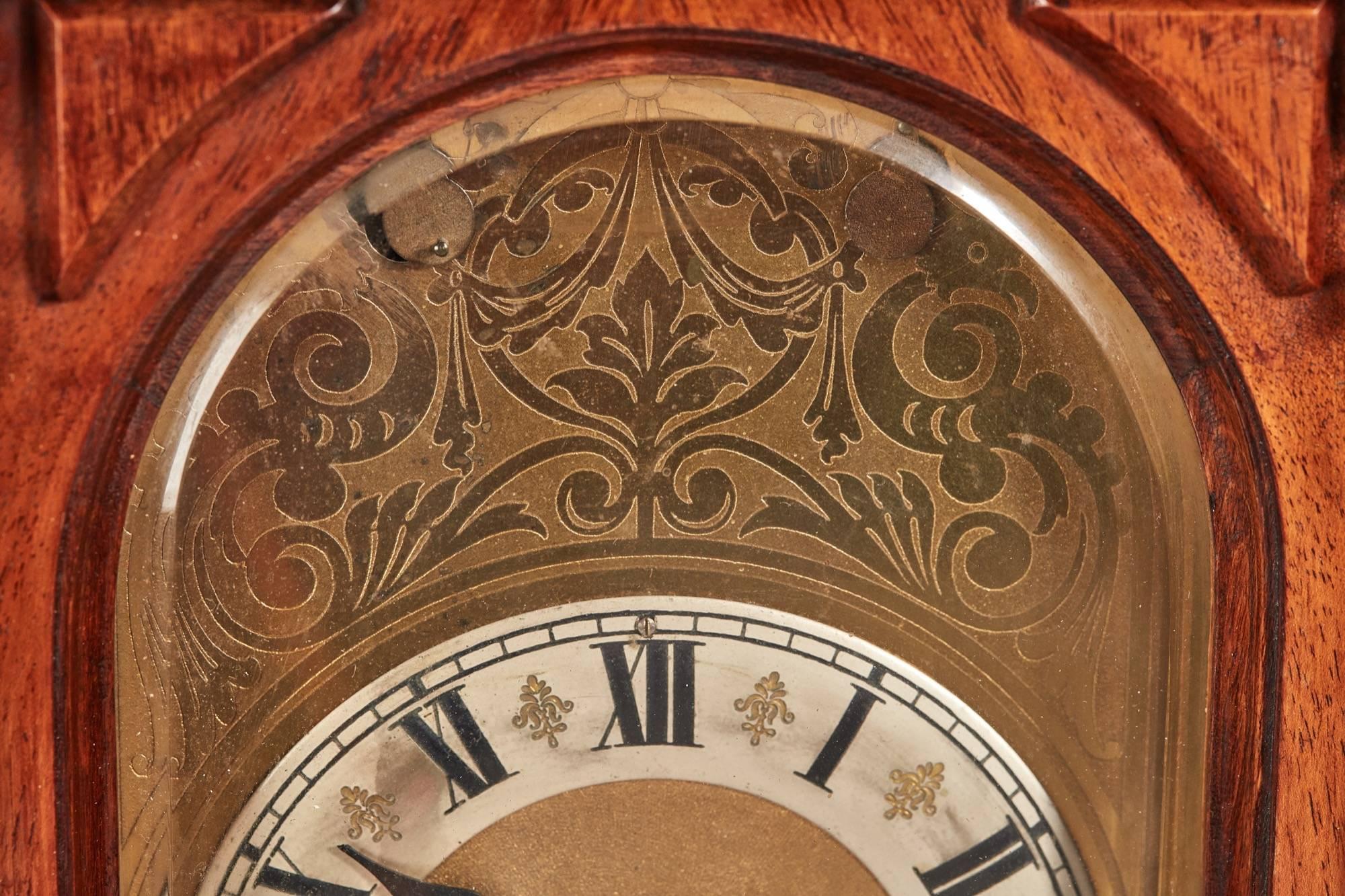 European Antique Carved Walnut Mantel Clock