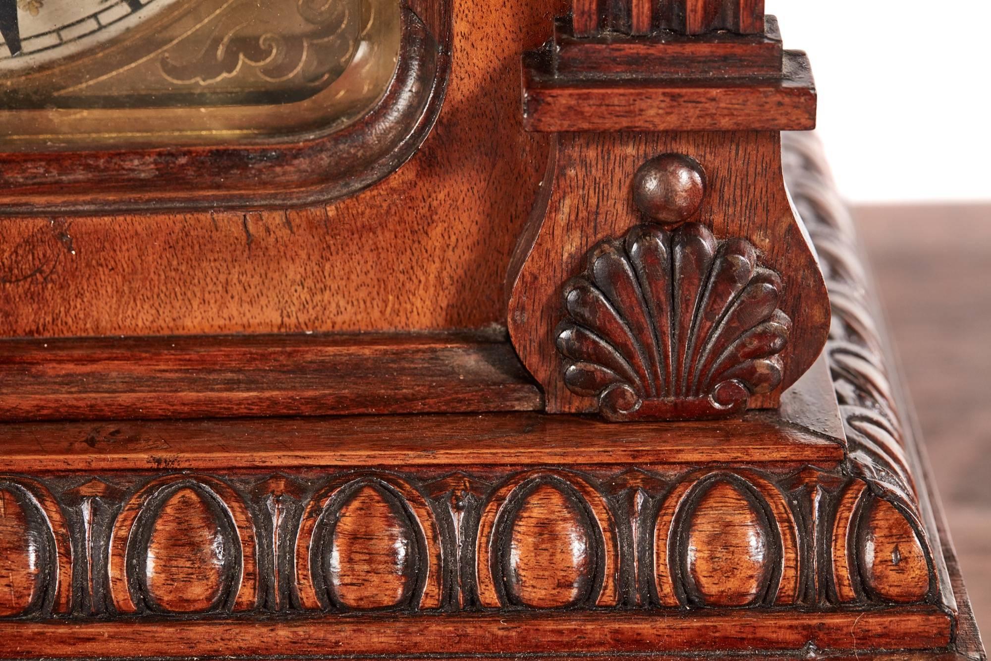 Antique Carved Walnut Mantel Clock 3