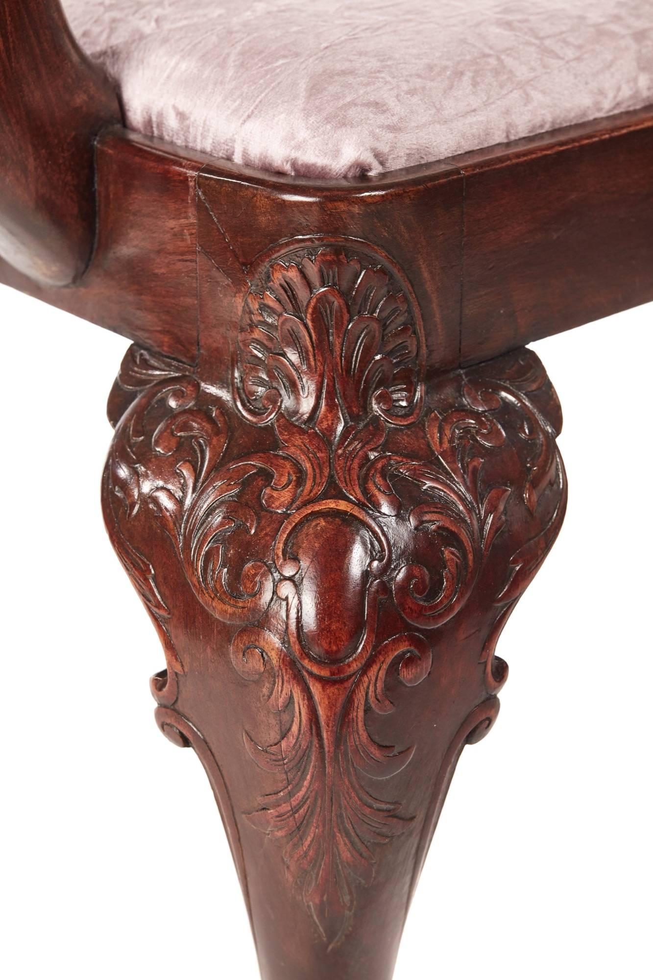 Fine Pair of Antique Carved Walnut Elbow/Desk Chairs 2