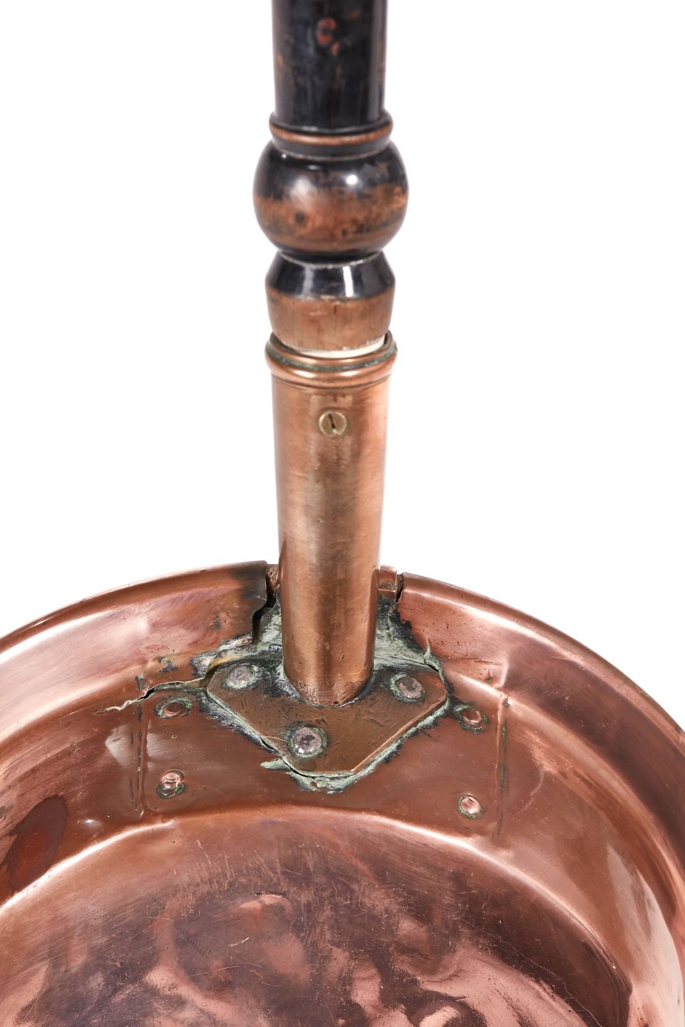 European Victorian Copper Warming Pan For Sale