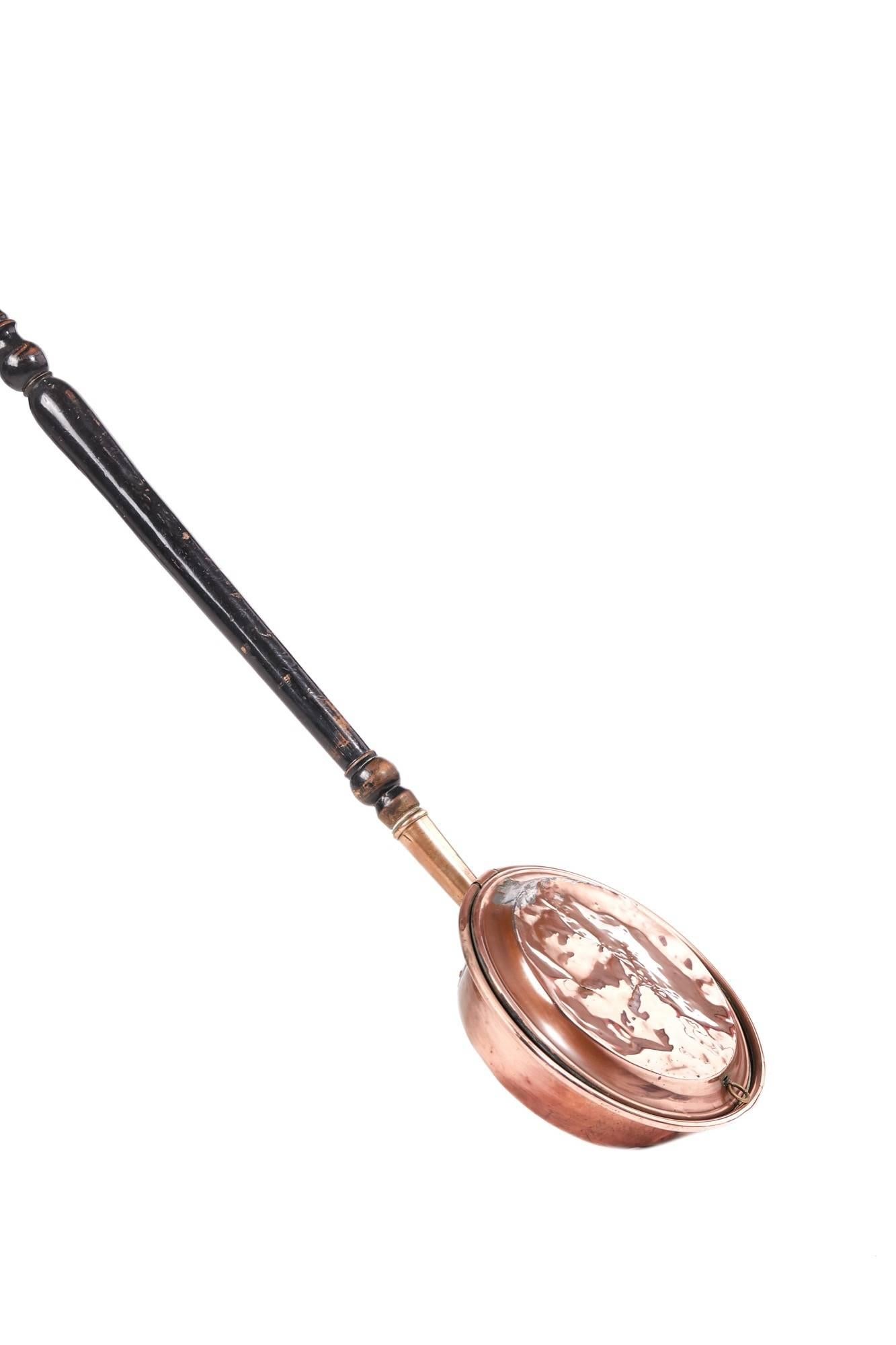 19th Century Victorian Copper Warming Pan For Sale