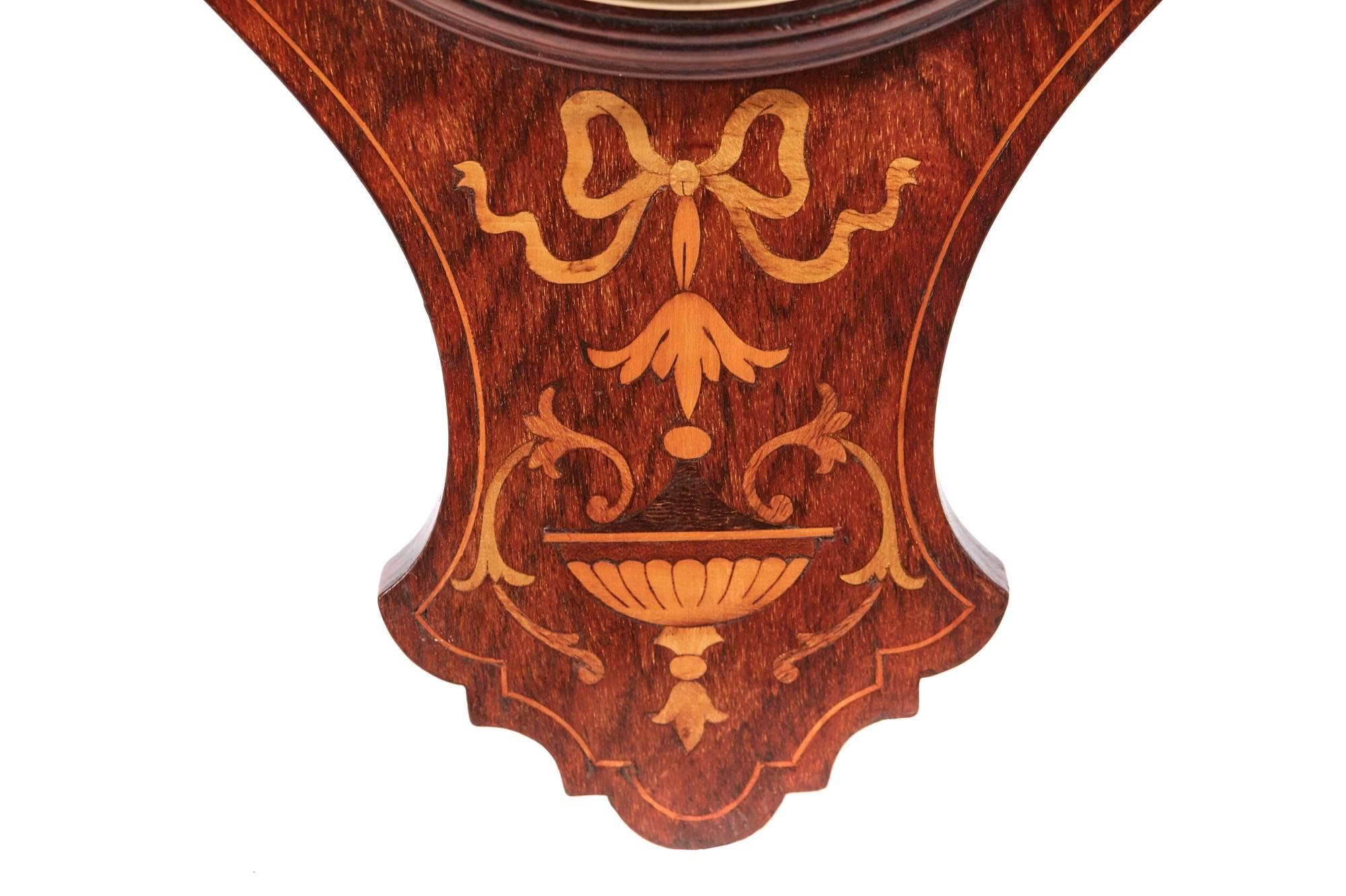Antique Hardwood Inlaid Barometer In Excellent Condition In Stutton, GB