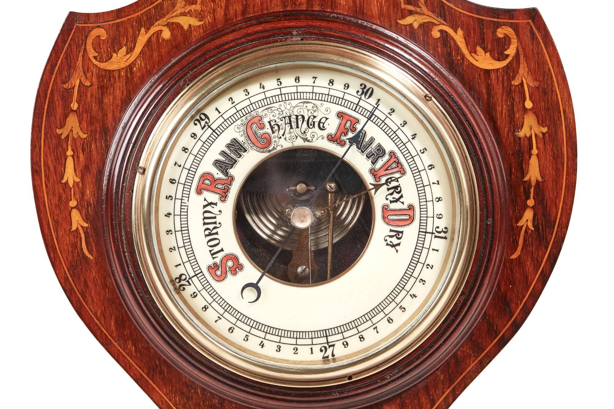 European Antique Hardwood Inlaid Barometer