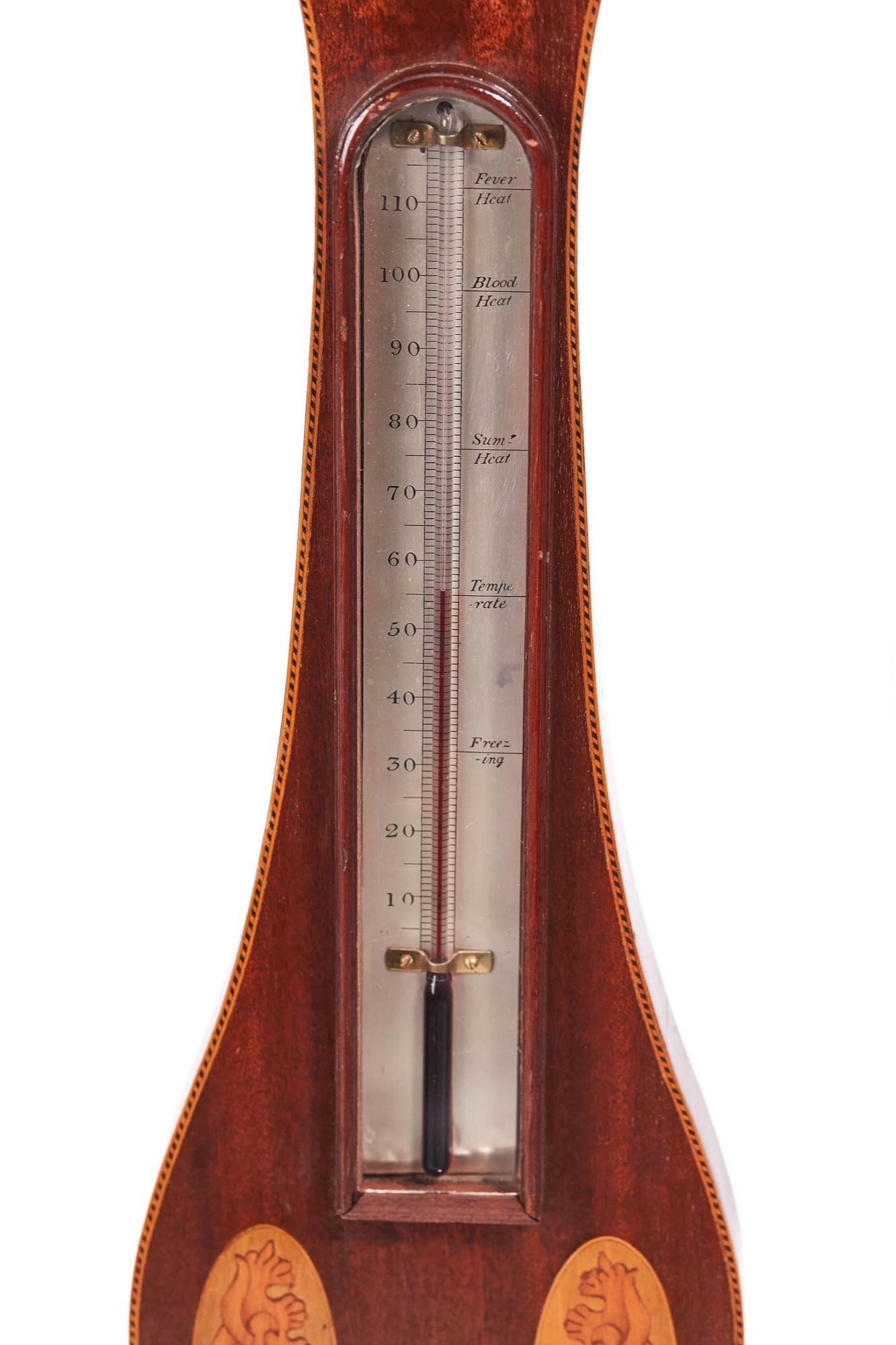 George III Georgian Mahogany Inlaid Banjo Barometer