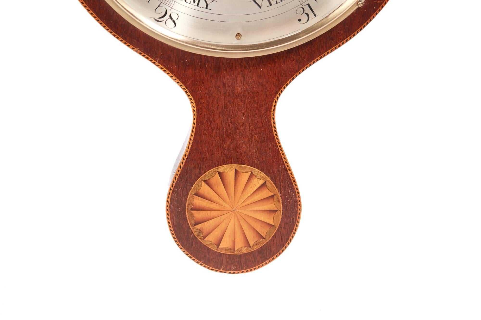 Georgian Mahogany Inlaid Banjo Barometer 1