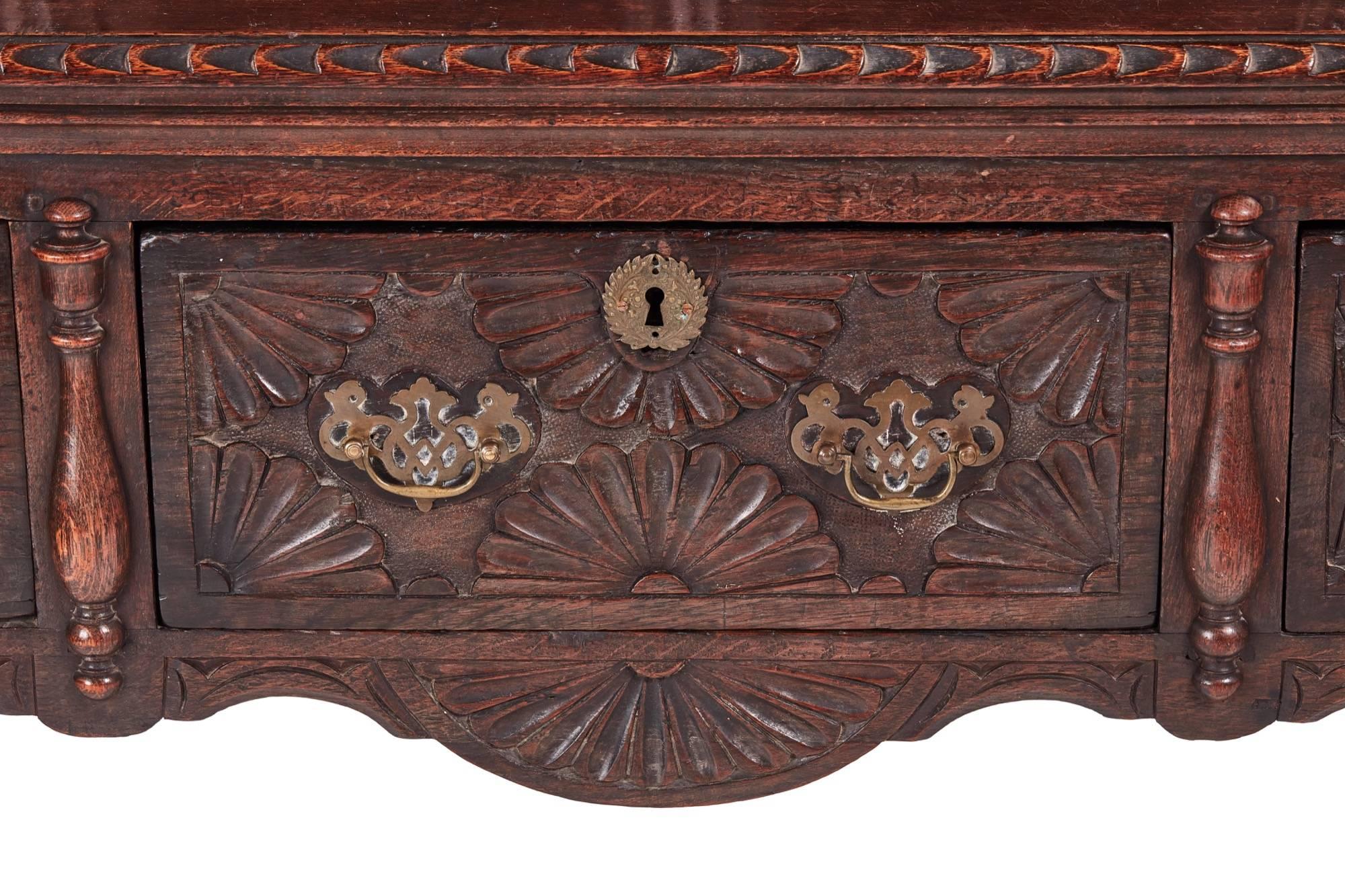 19th Century Fantastic Antique Carved Oak Dresser For Sale