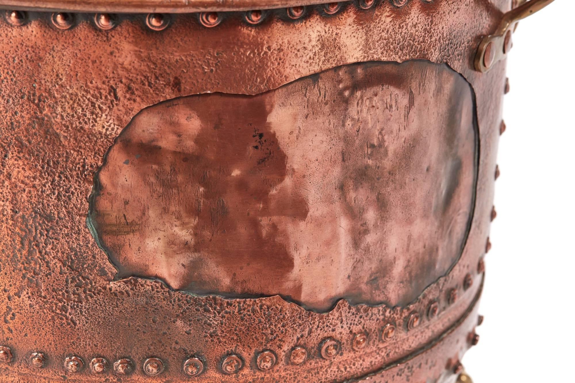 George III Large Round Antique Copper Log Bin