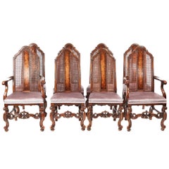 Fine Set of Eight Antique Burr Walnut Dining Chairs