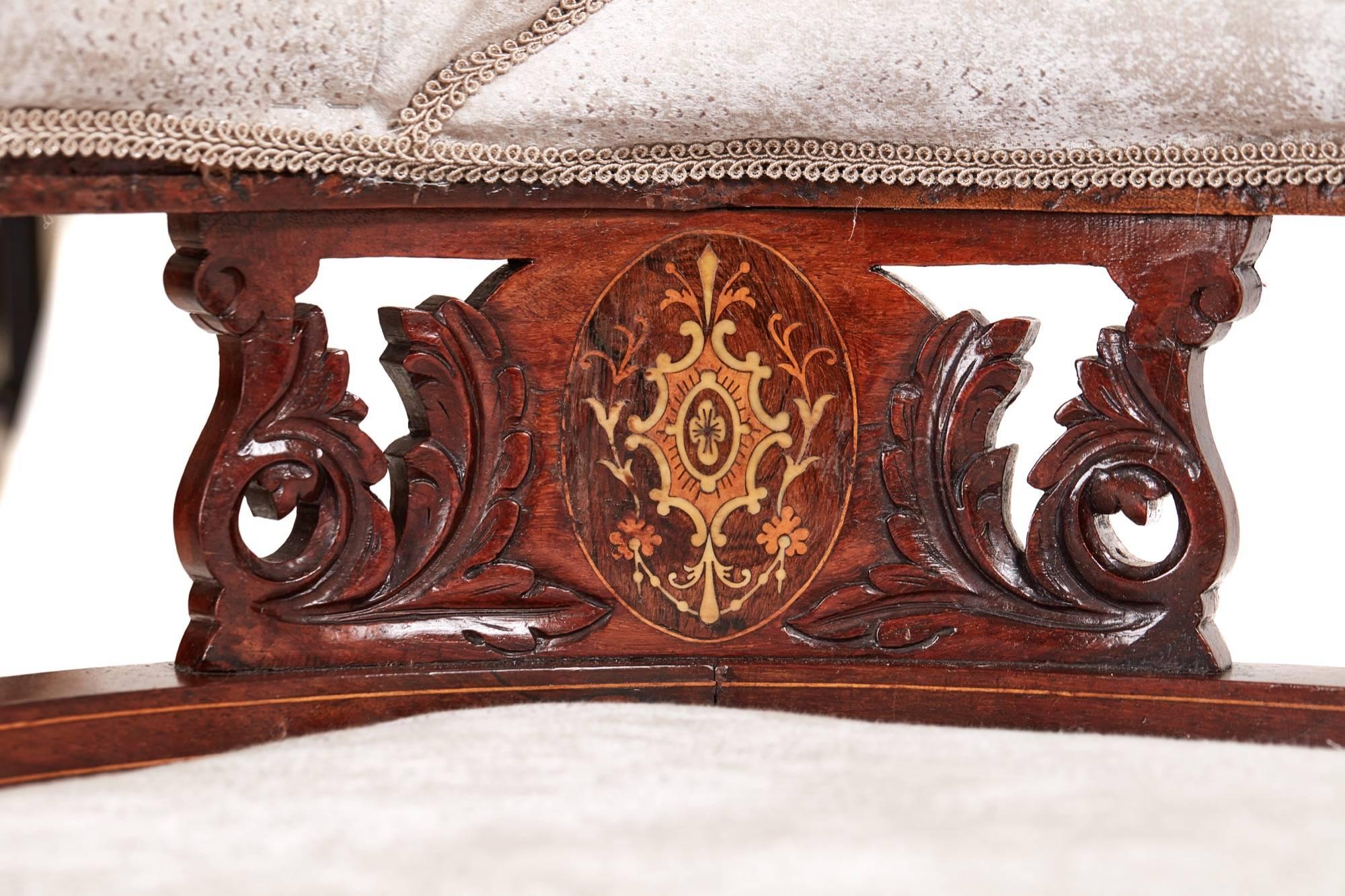 20th Century Edwardian Inlaid Rosewood Settee For Sale